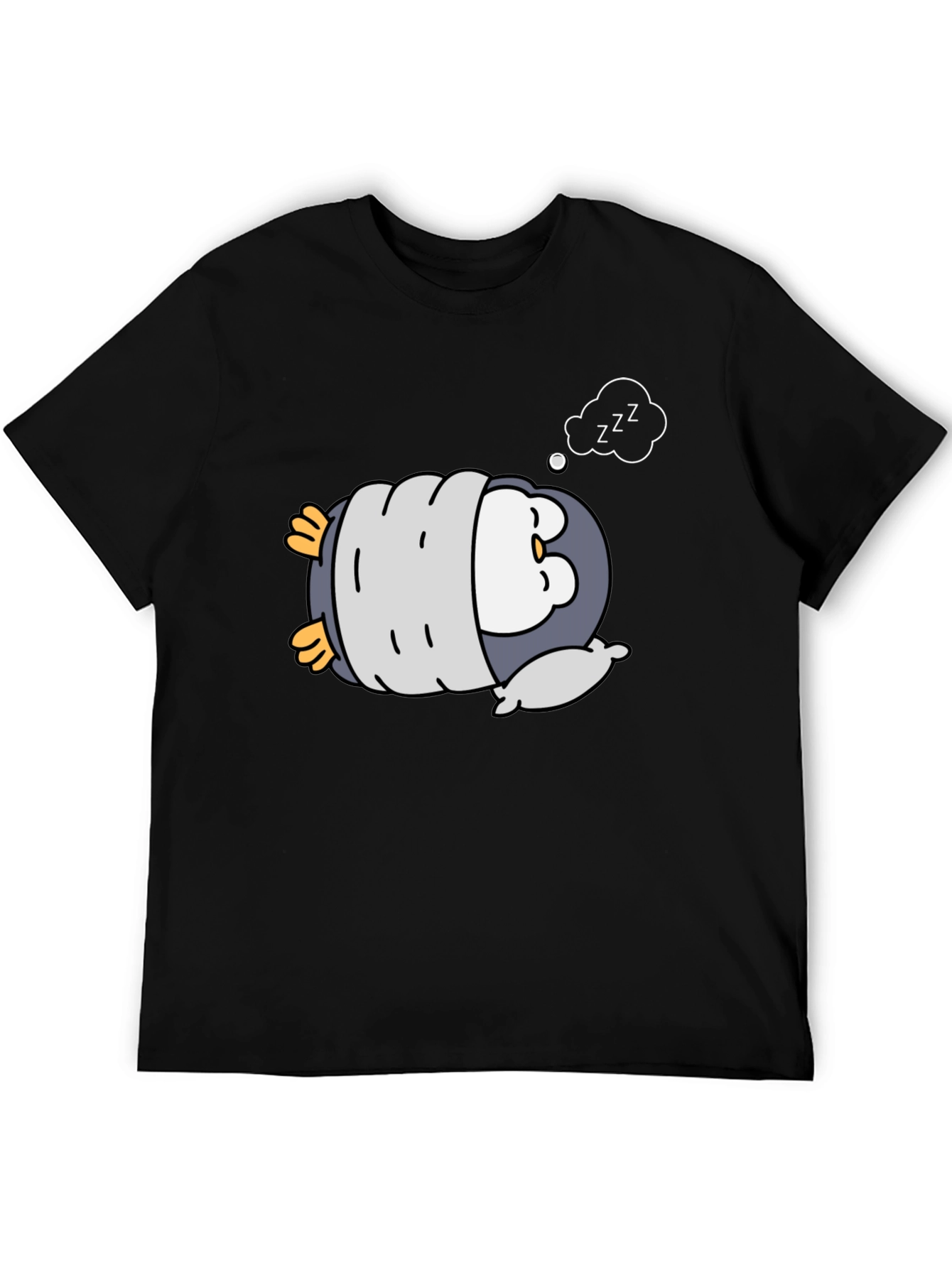 Cute Sleeping Penguin Black T-Shirt