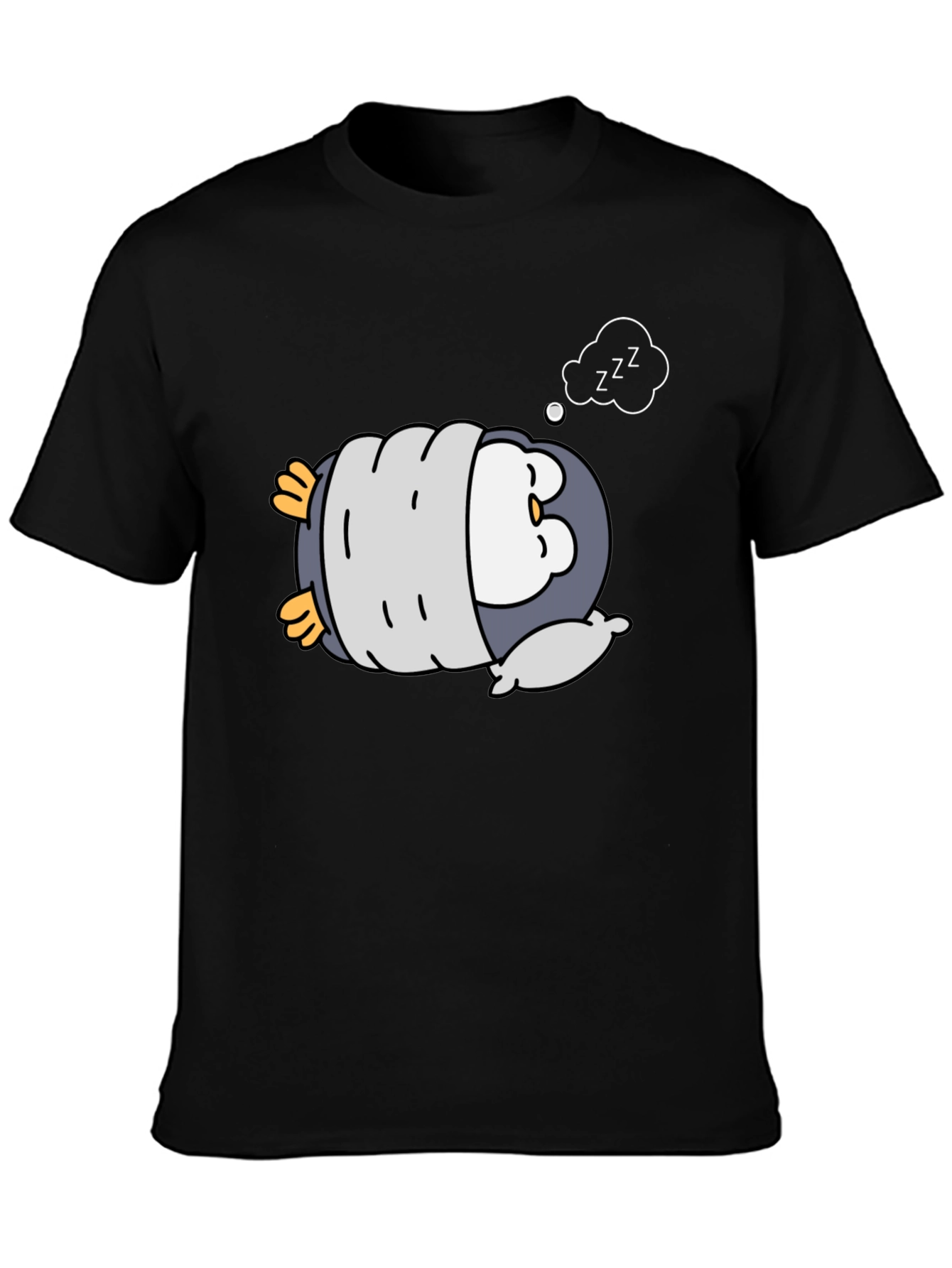 Cute Sleeping Penguin Black T-Shirt
