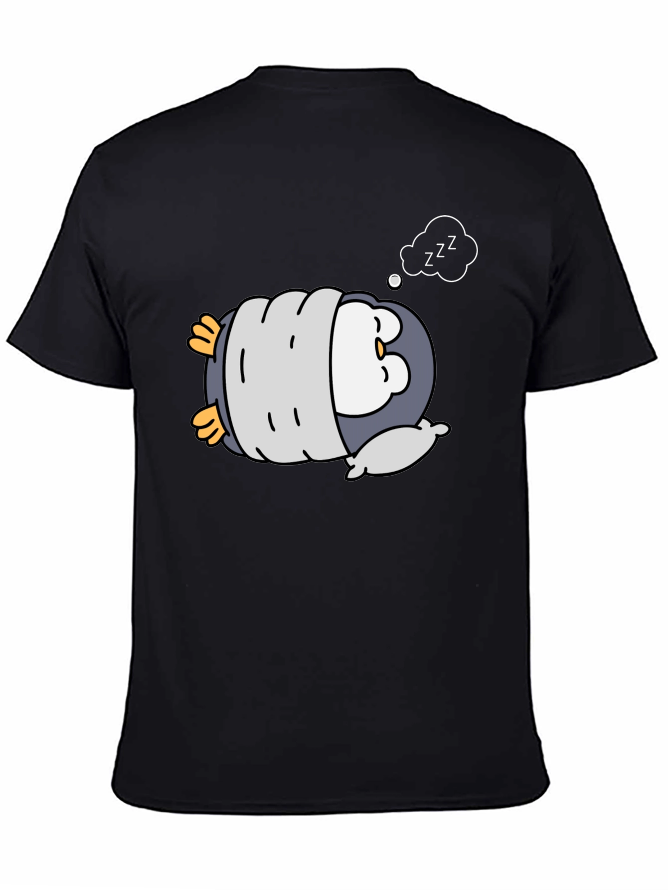 Cute Sleeping Penguin Black T-Shirt