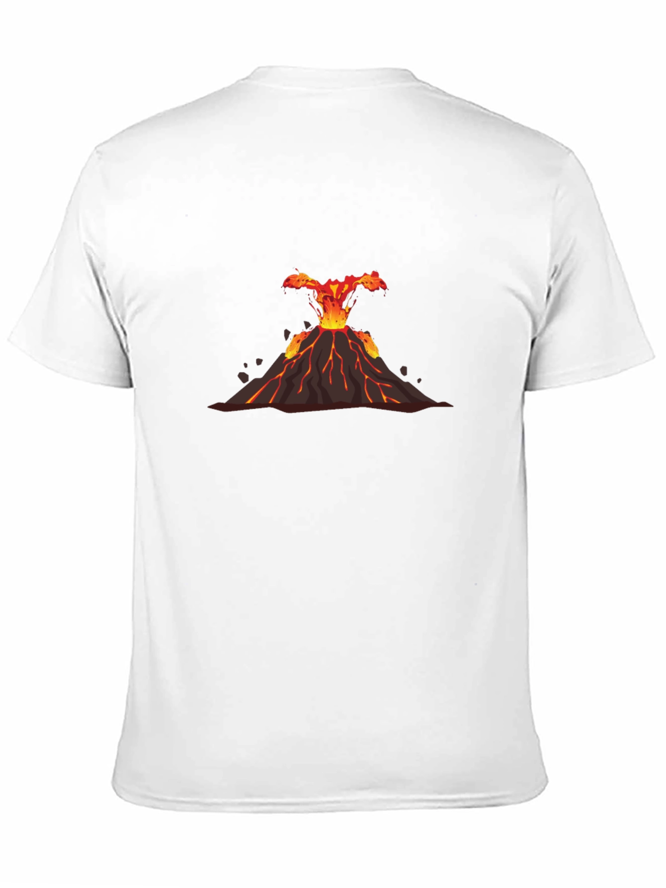 Volcano Eruption Graphic Tee - Black Cotton T-Shirt