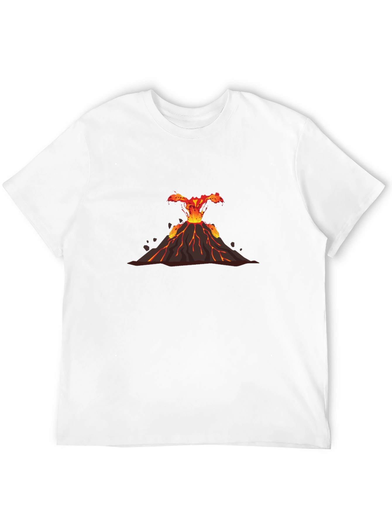 Volcano Eruption Graphic Tee - Black Cotton T-Shirt