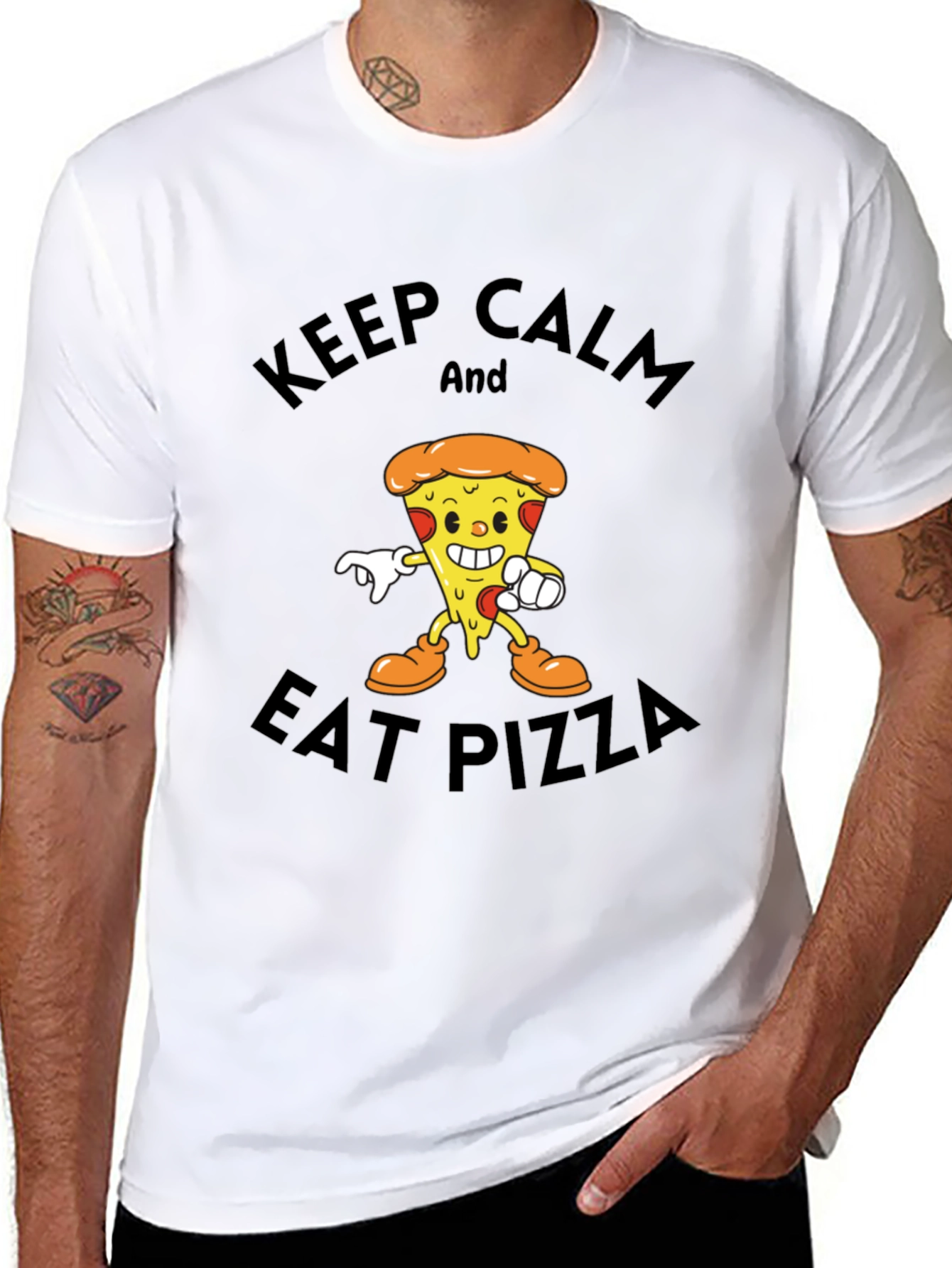 Keep Calm and Eat Pizza Graphic T-Shirt