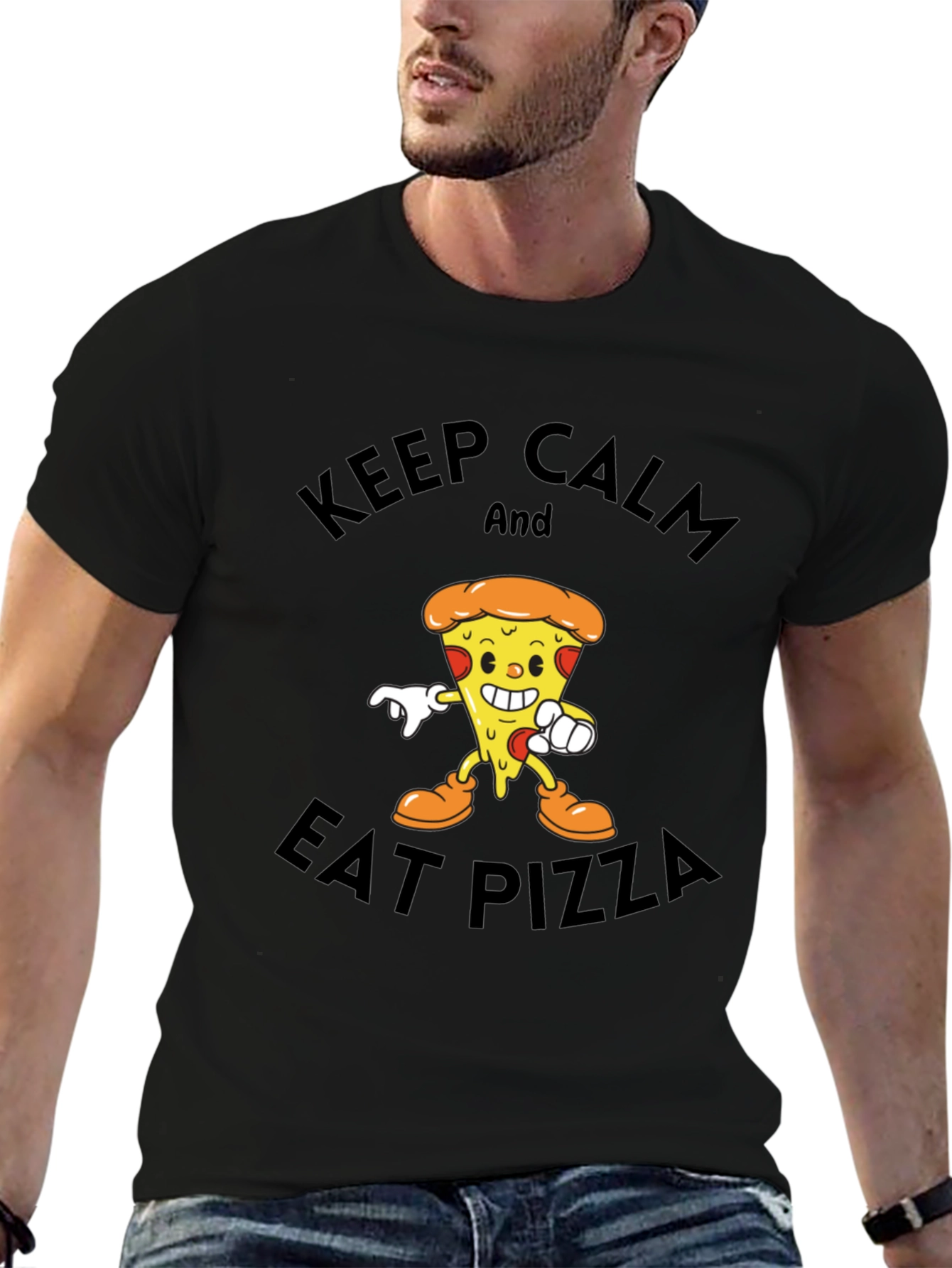 Keep Calm and Eat Pizza Graphic T-Shirt