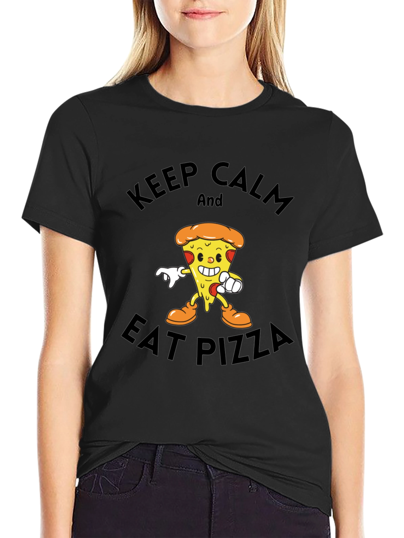 Keep Calm and Eat Pizza Graphic T-Shirt