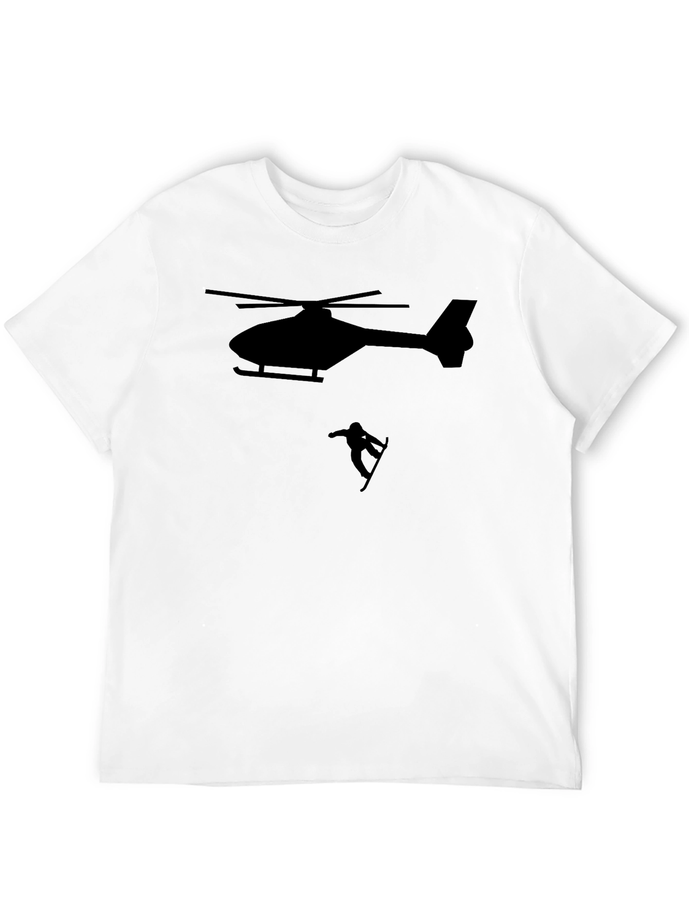 Helicopter Snowboarder Black T-Shirt