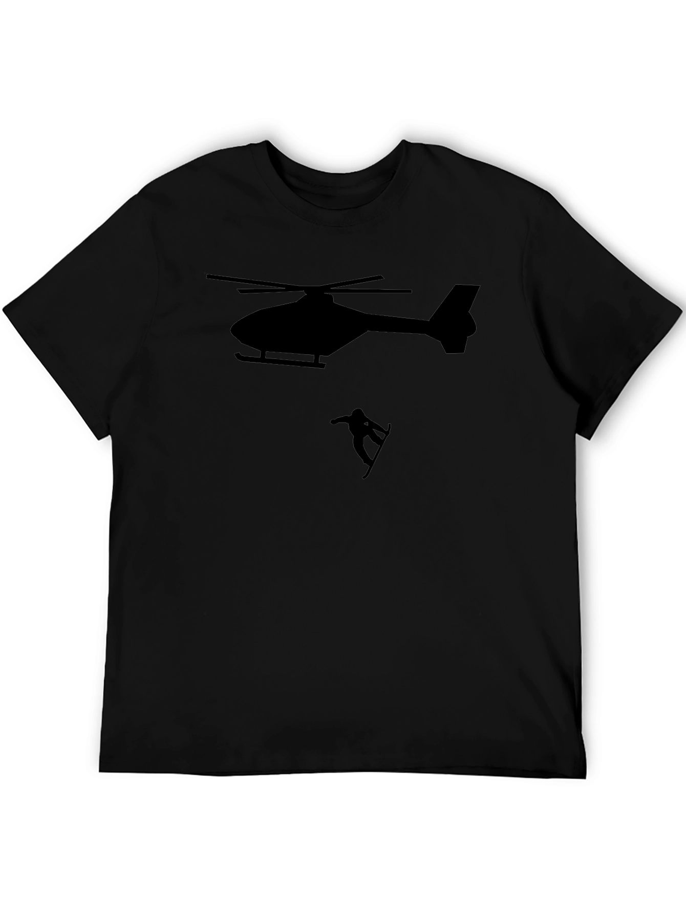 Helicopter Snowboarder Black T-Shirt
