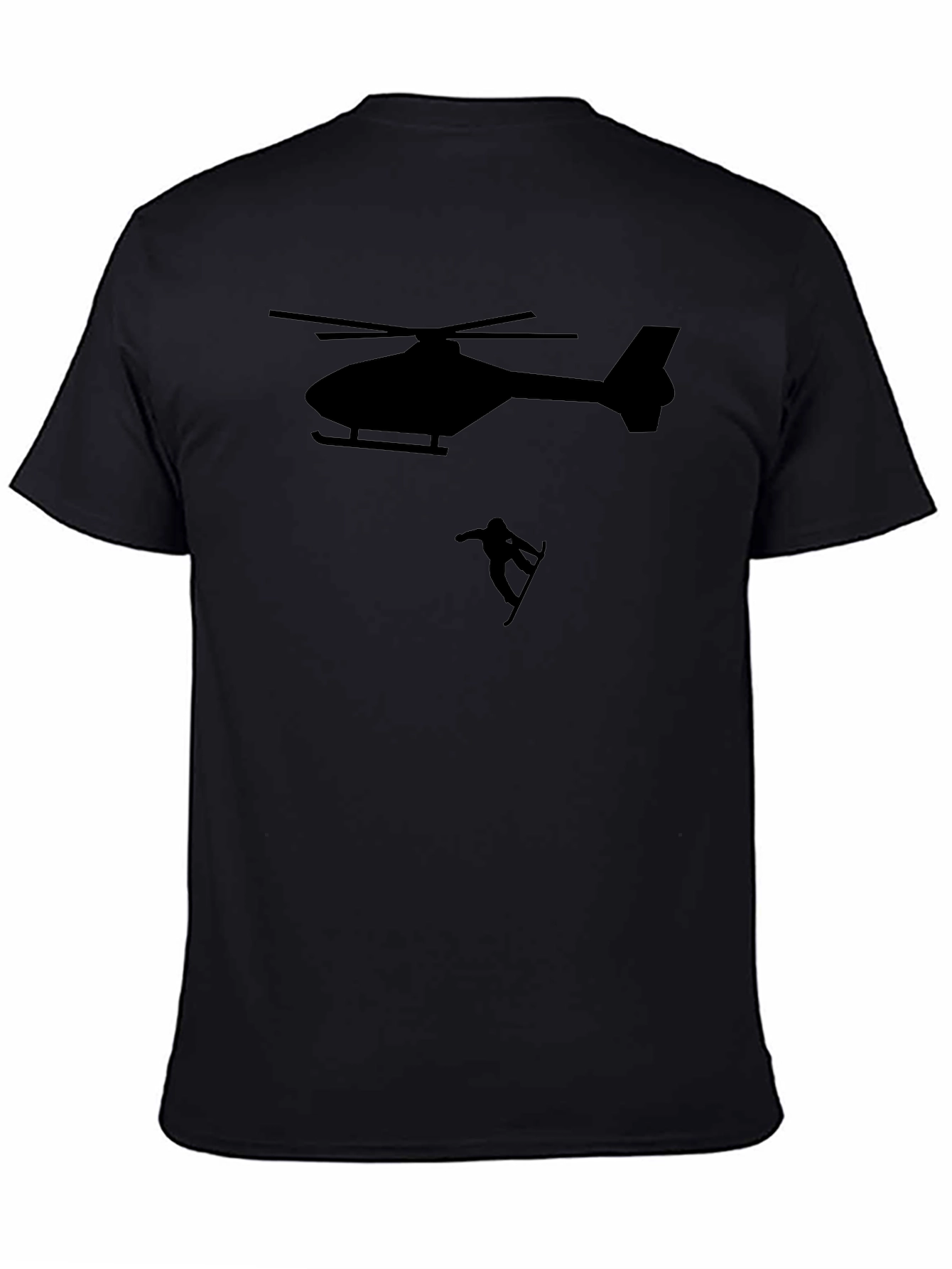 Helicopter Snowboarder Black T-Shirt