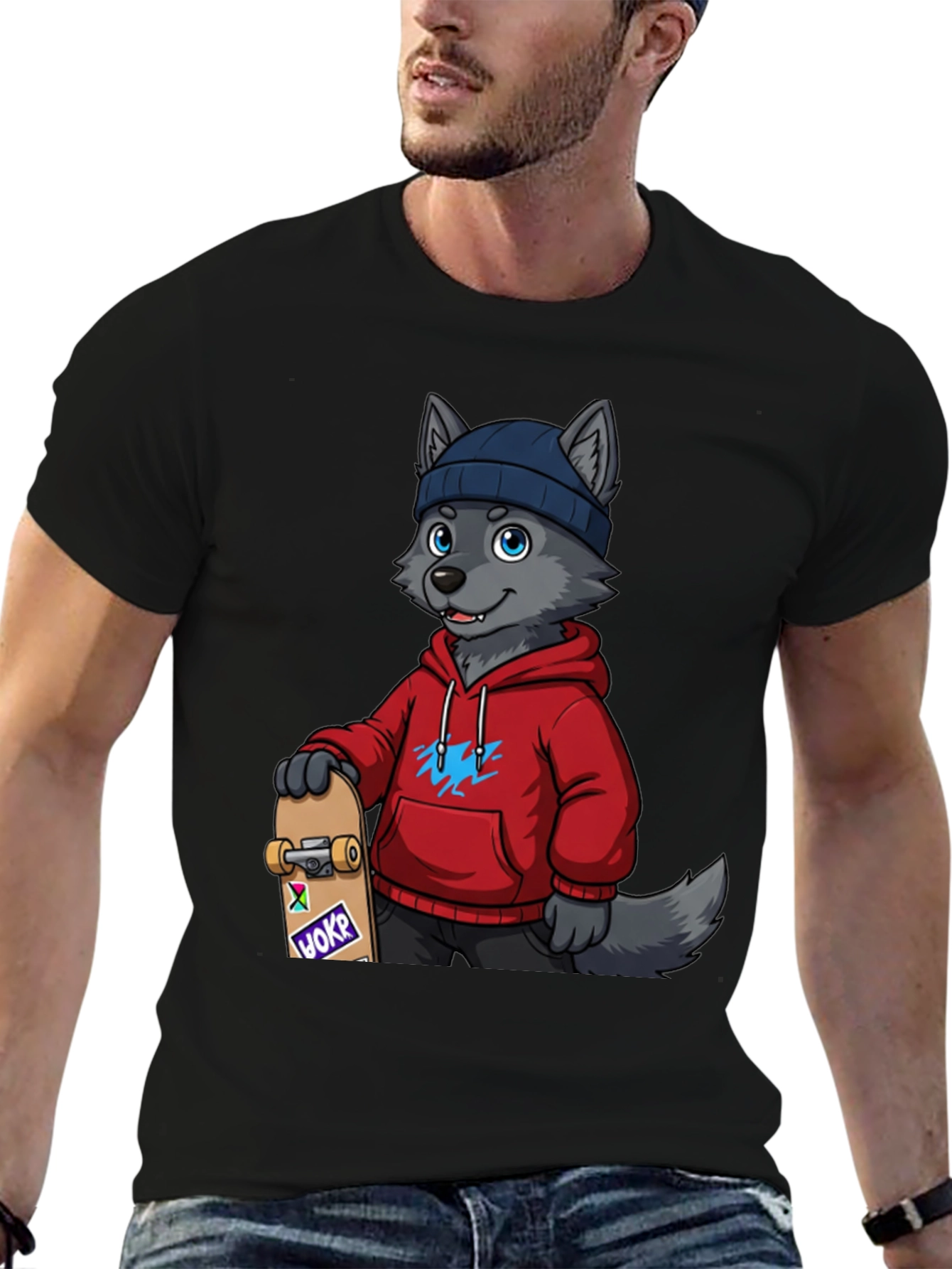 Skater Wolf Graphic Tee - Cool & Unique Design