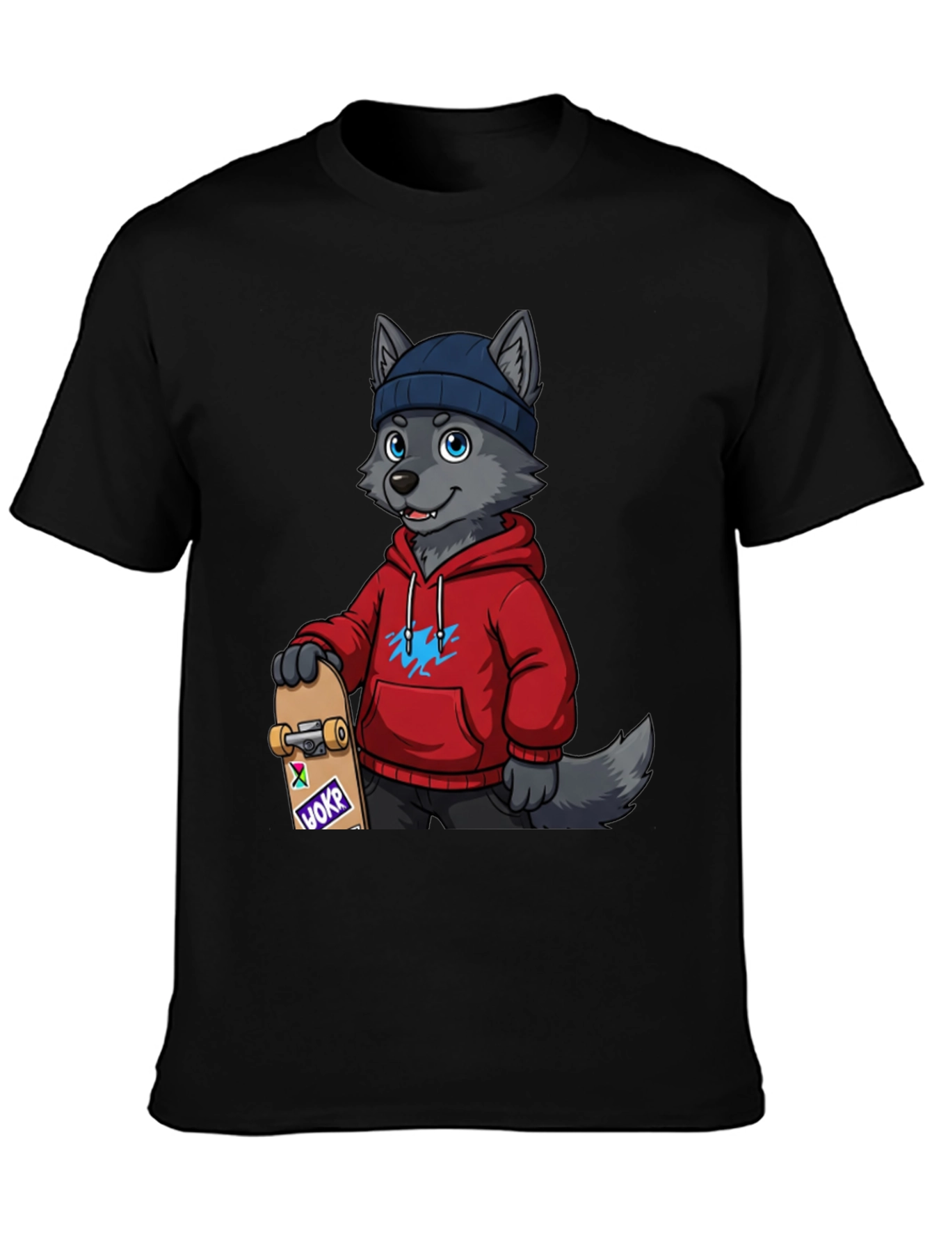 Skater Wolf Graphic Tee - Cool & Unique Design