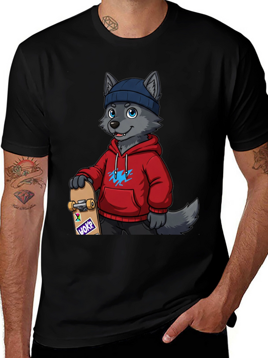 Skater Wolf Graphic Tee - Cool & Unique Design