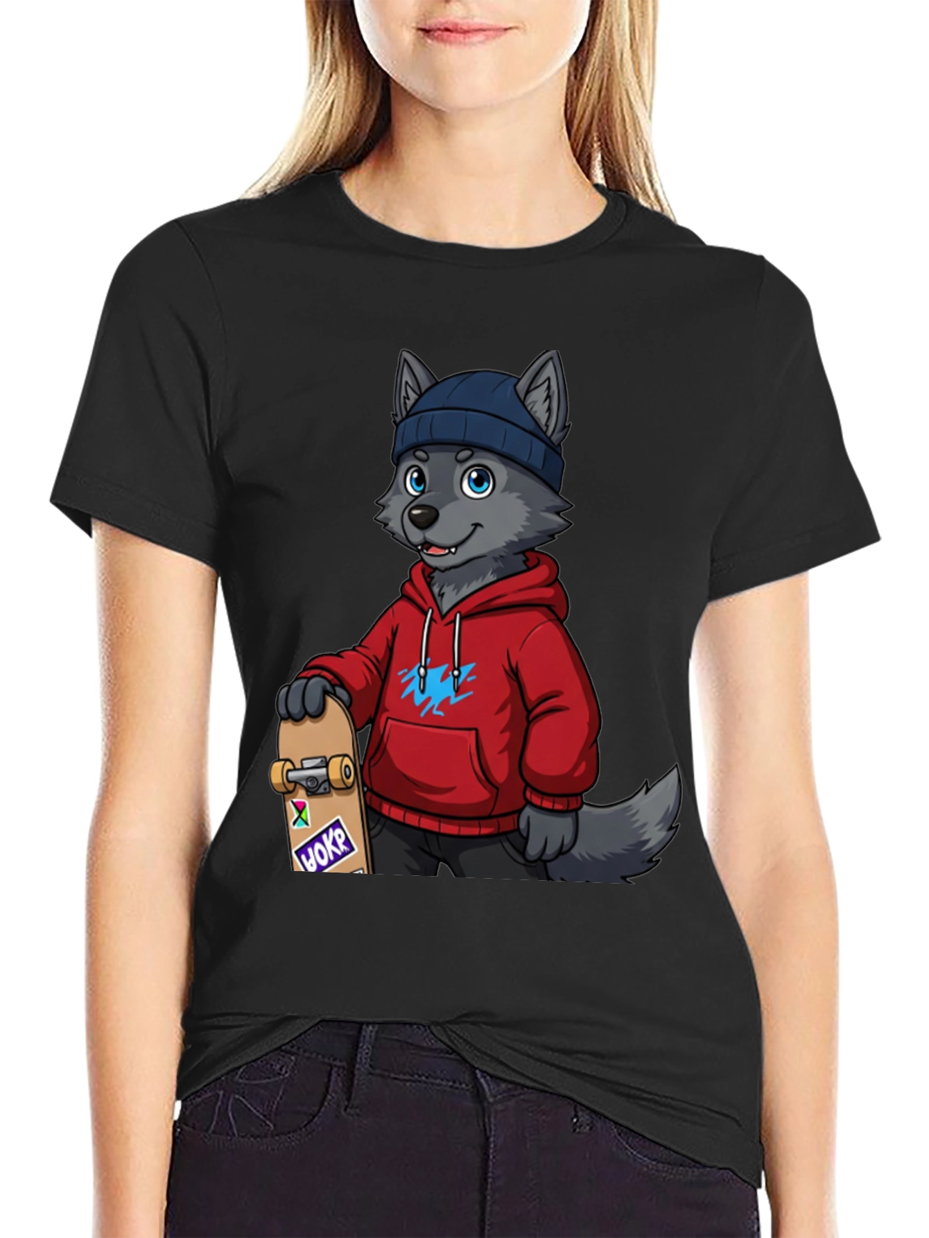 Skater Wolf Graphic Tee - Cool & Unique Design