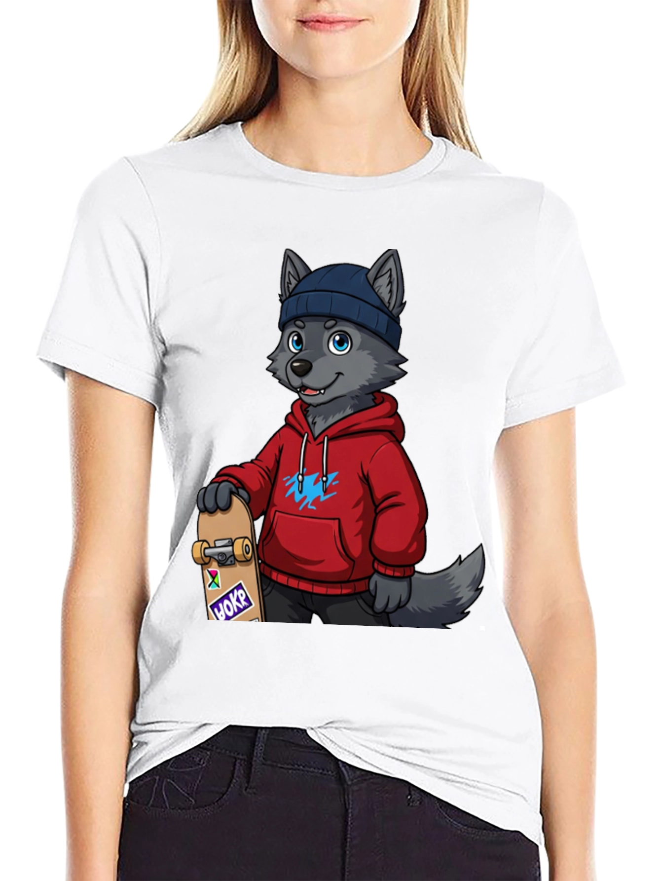 Skater Wolf Graphic Tee - Cool & Unique Design