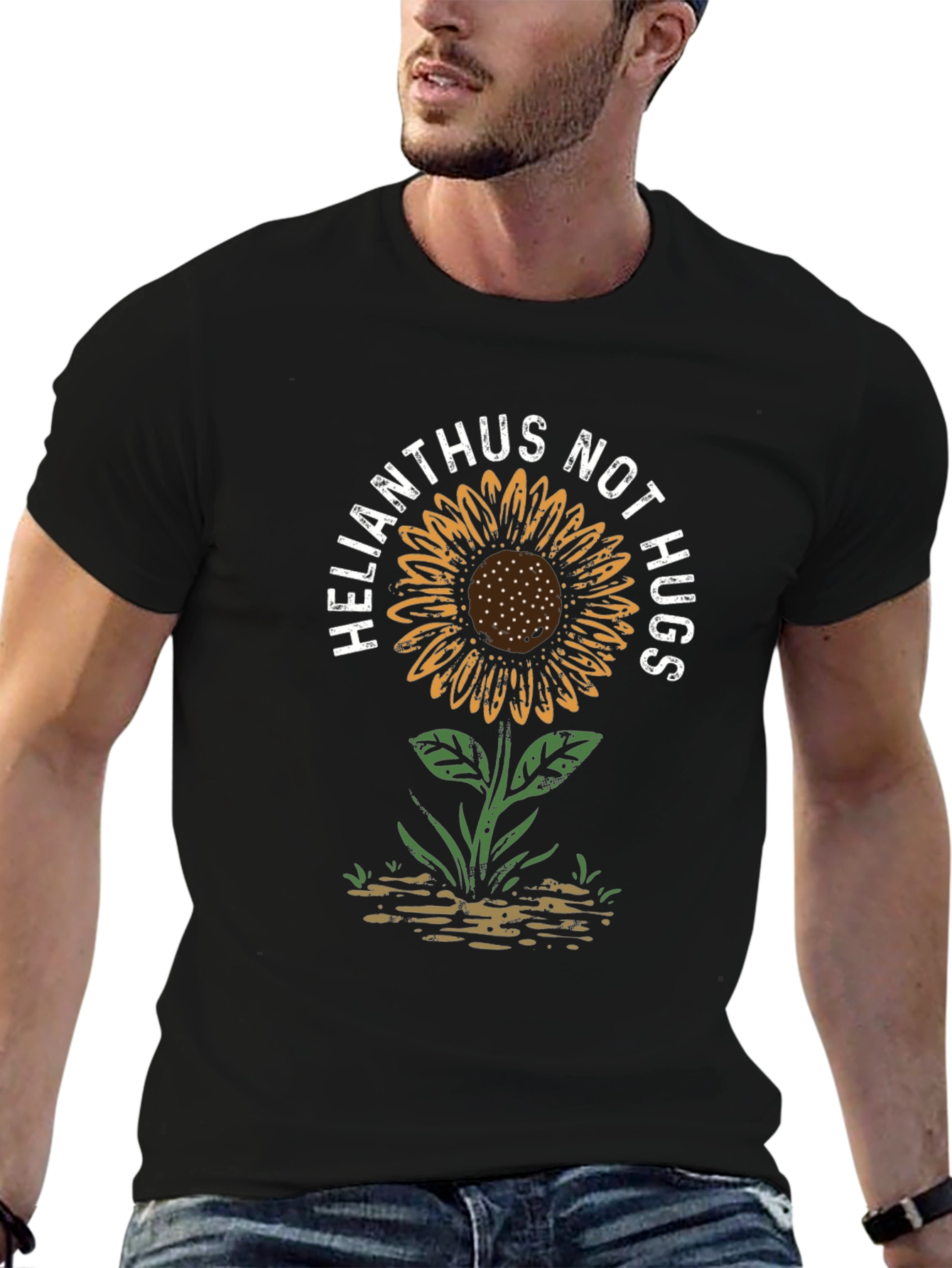 Helianthus Not Hugs Sunflower Graphic T-Shirt
