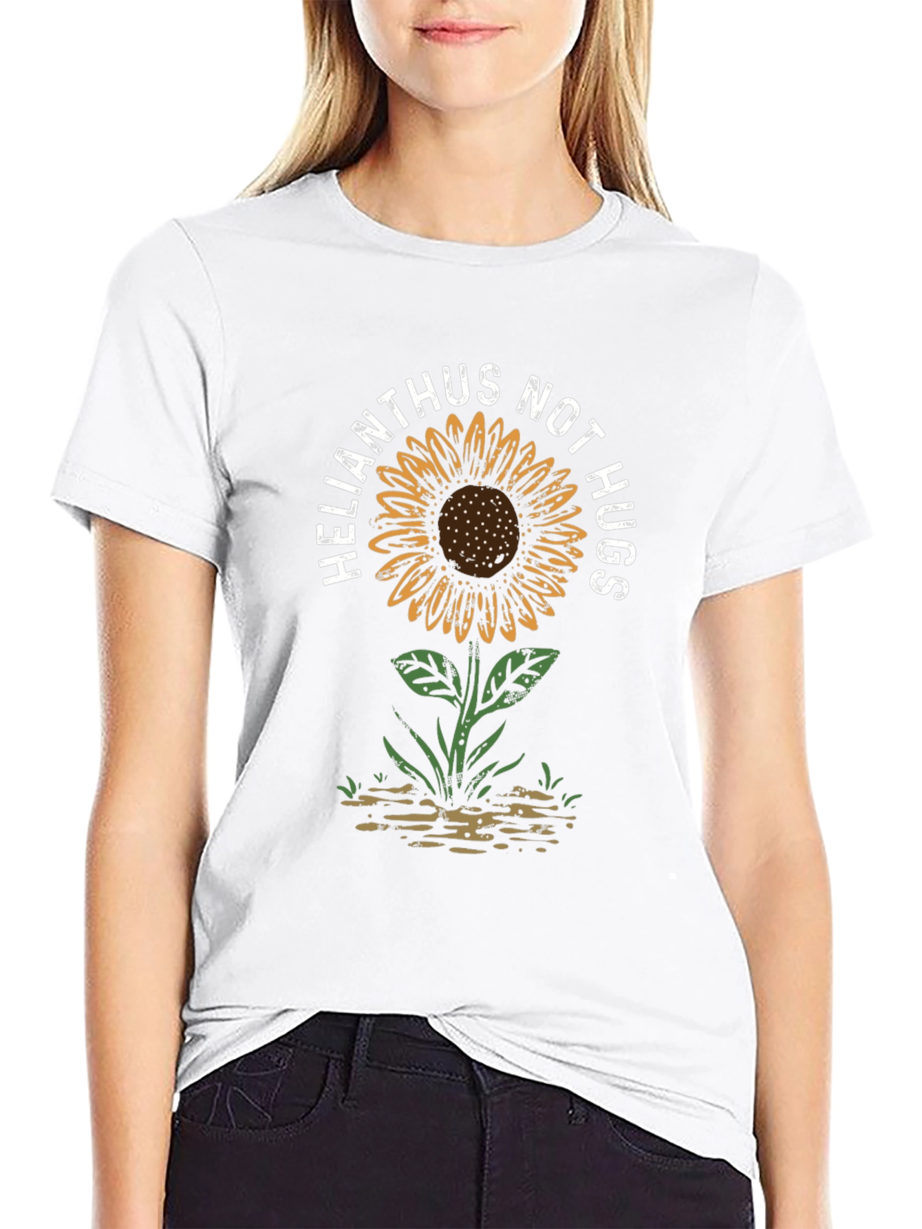 Helianthus Not Hugs Sunflower Graphic T-Shirt