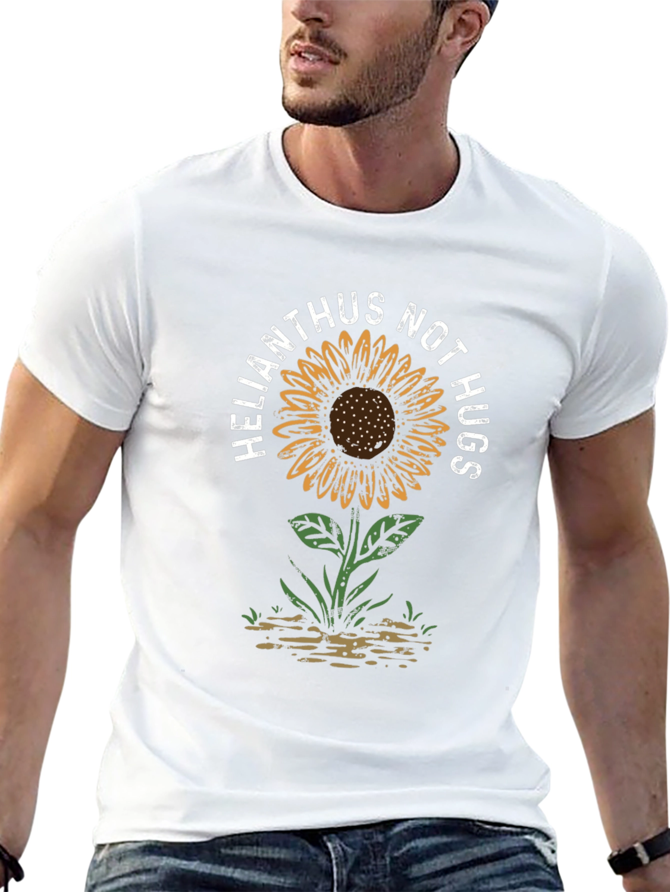 Helianthus Not Hugs Sunflower Graphic T-Shirt