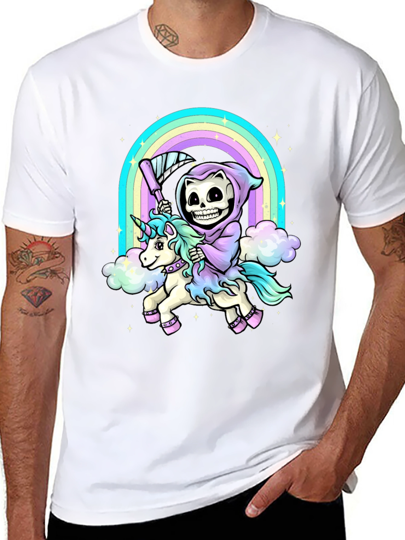 Grim Reaper Unicorn Rainbow T-Shirt