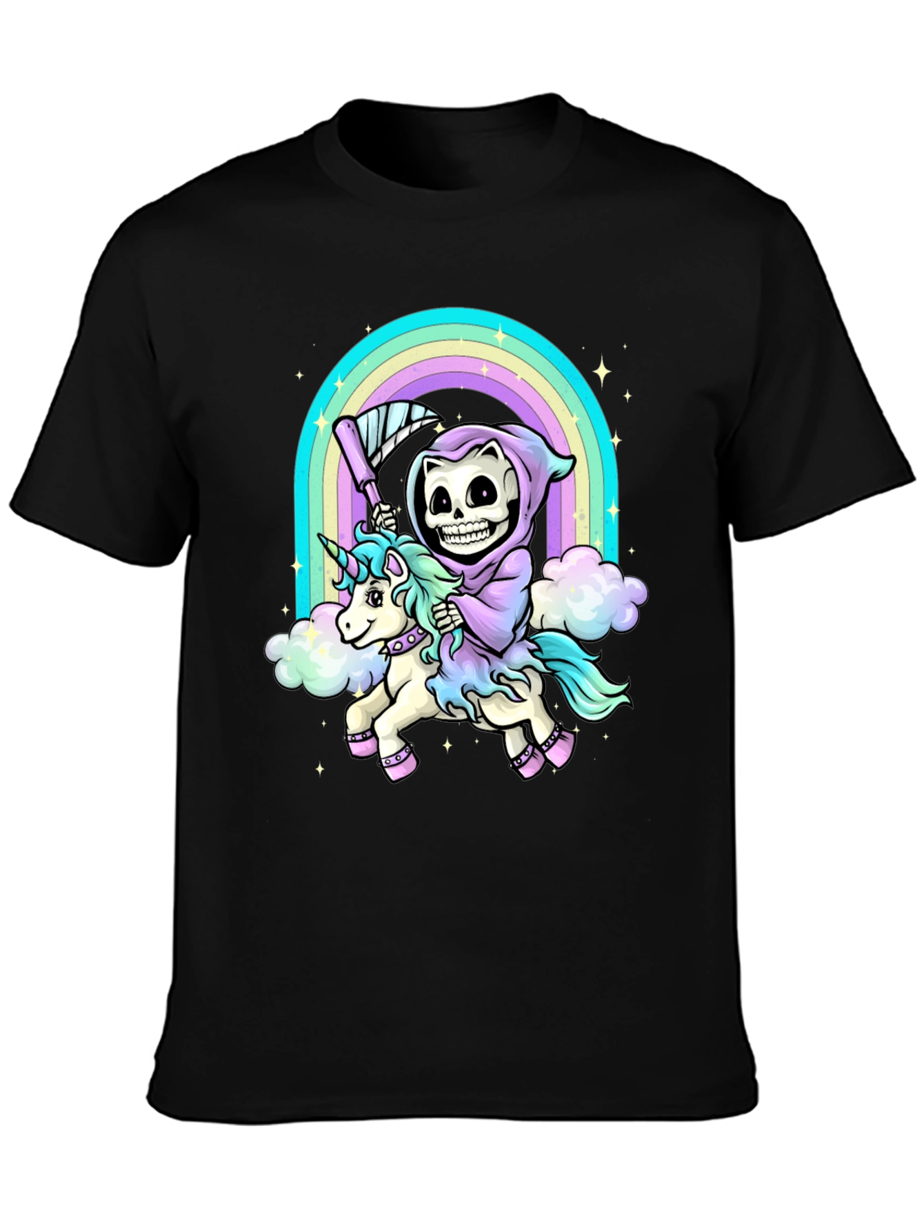 Grim Reaper Unicorn Rainbow T-Shirt