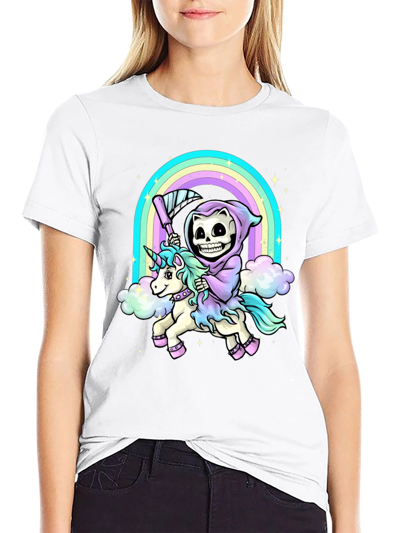 Grim Reaper Unicorn Rainbow T-Shirt