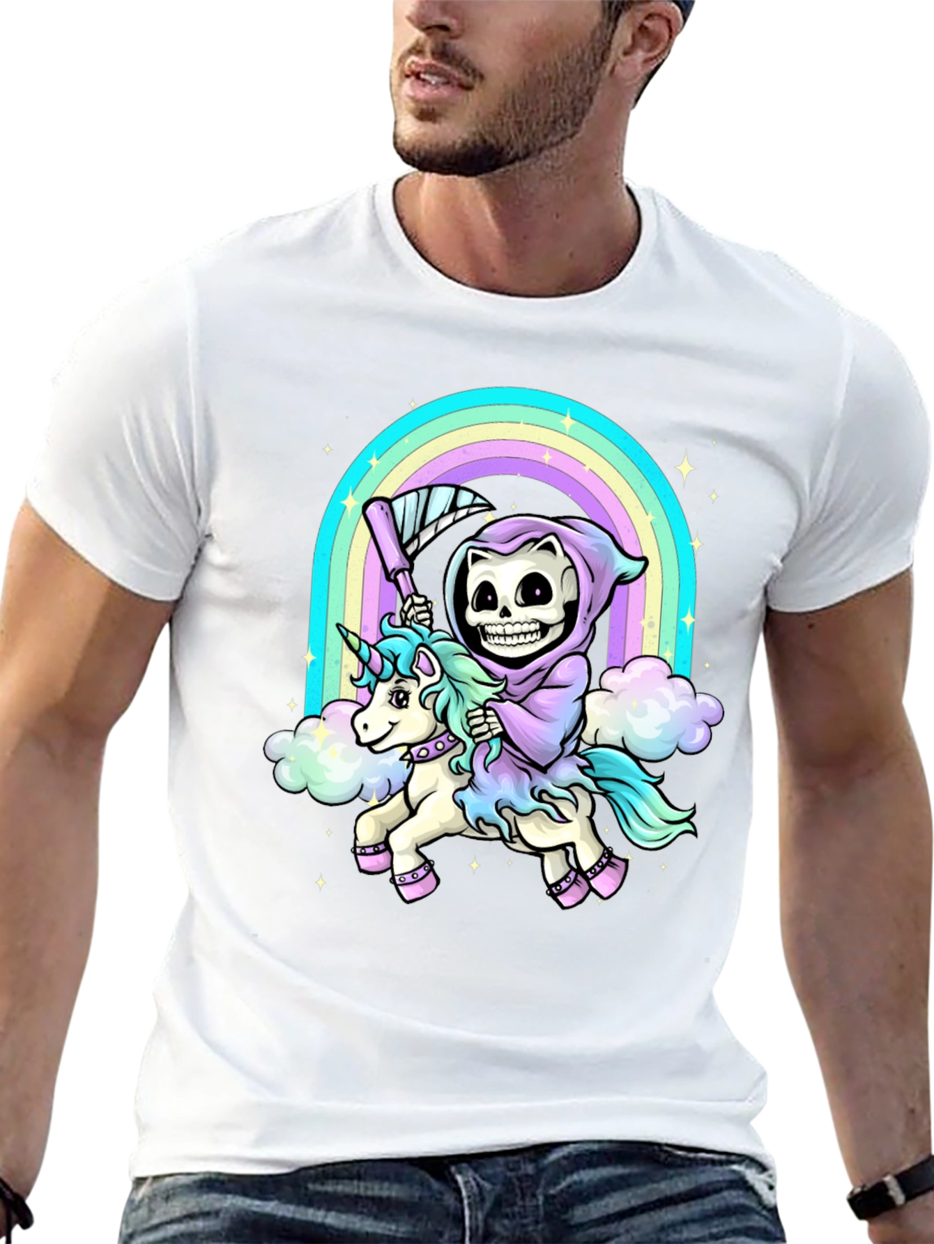 Grim Reaper Unicorn Rainbow T-Shirt