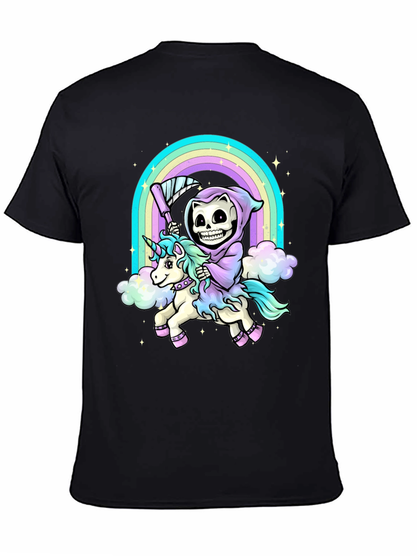 Grim Reaper Unicorn Rainbow T-Shirt