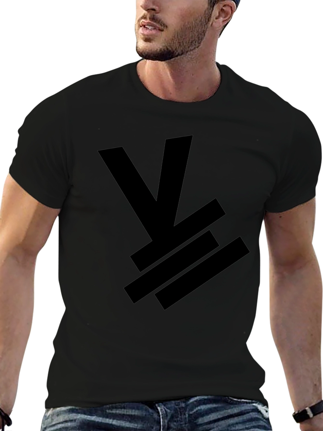 Mens Black Graphic Tee - Abstract Design