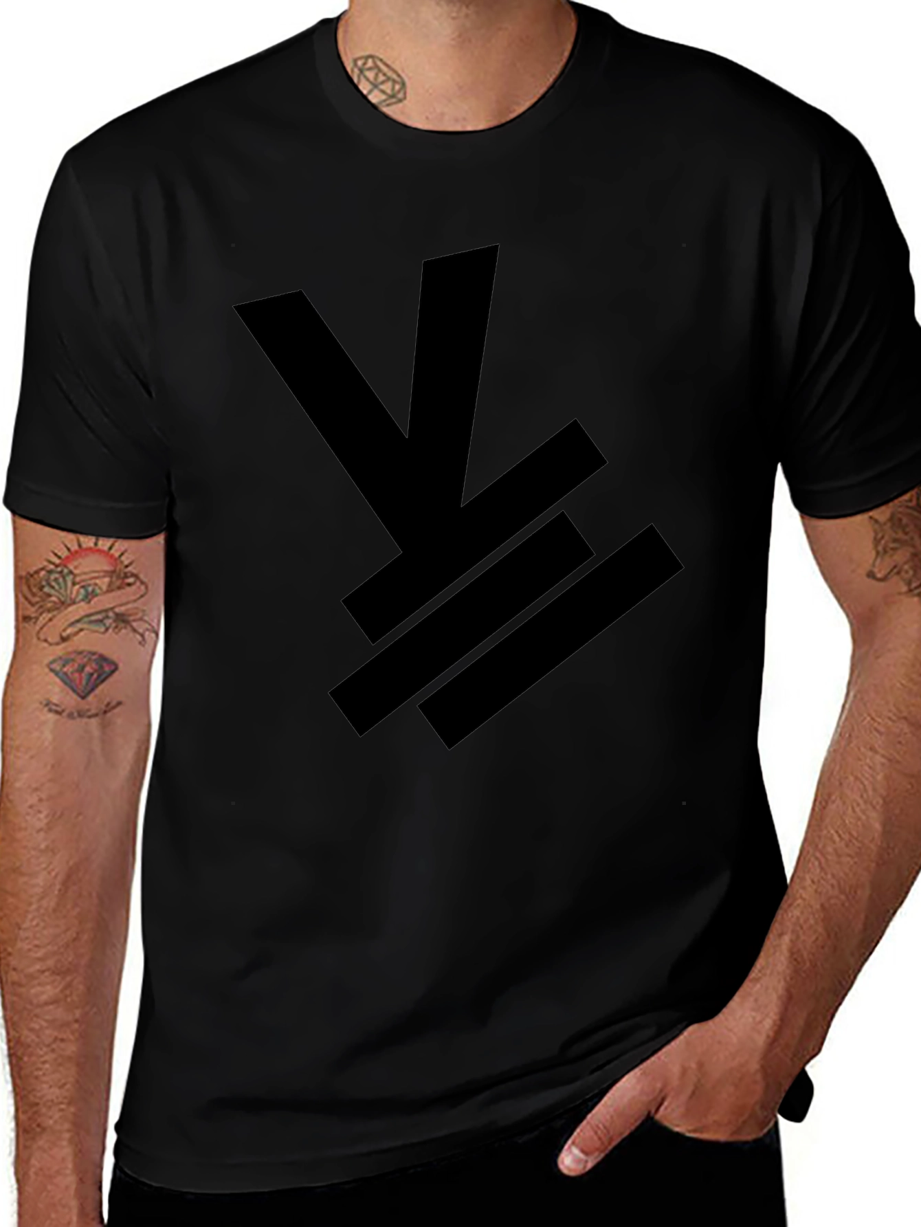 Mens Black Graphic Tee - Abstract Design