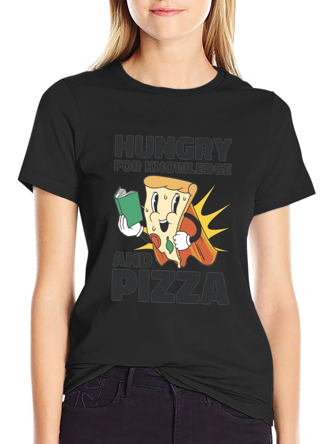 Hungry for Knowledge and Pizza Graphic Tee