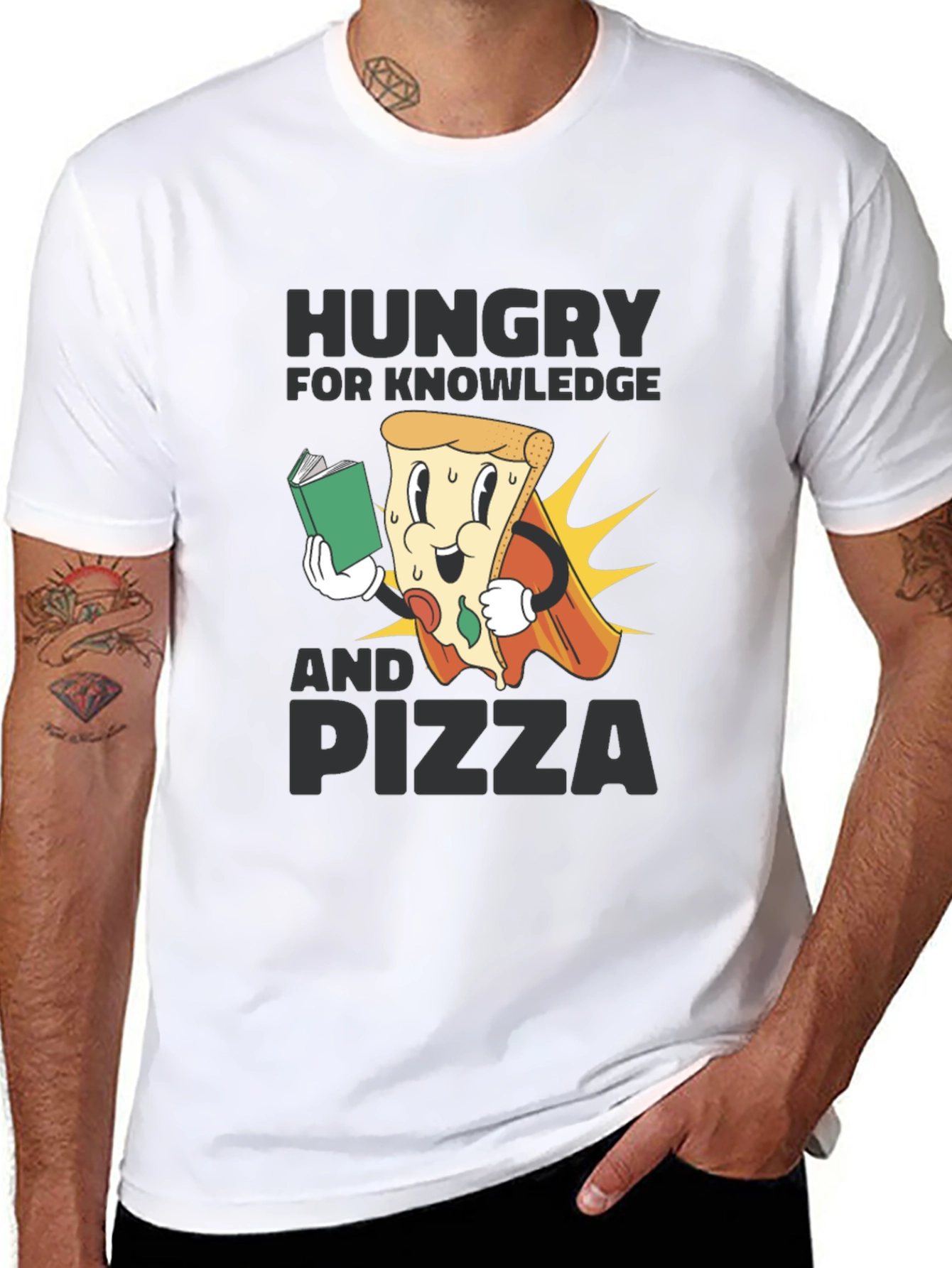 Hungry for Knowledge and Pizza Graphic Tee
