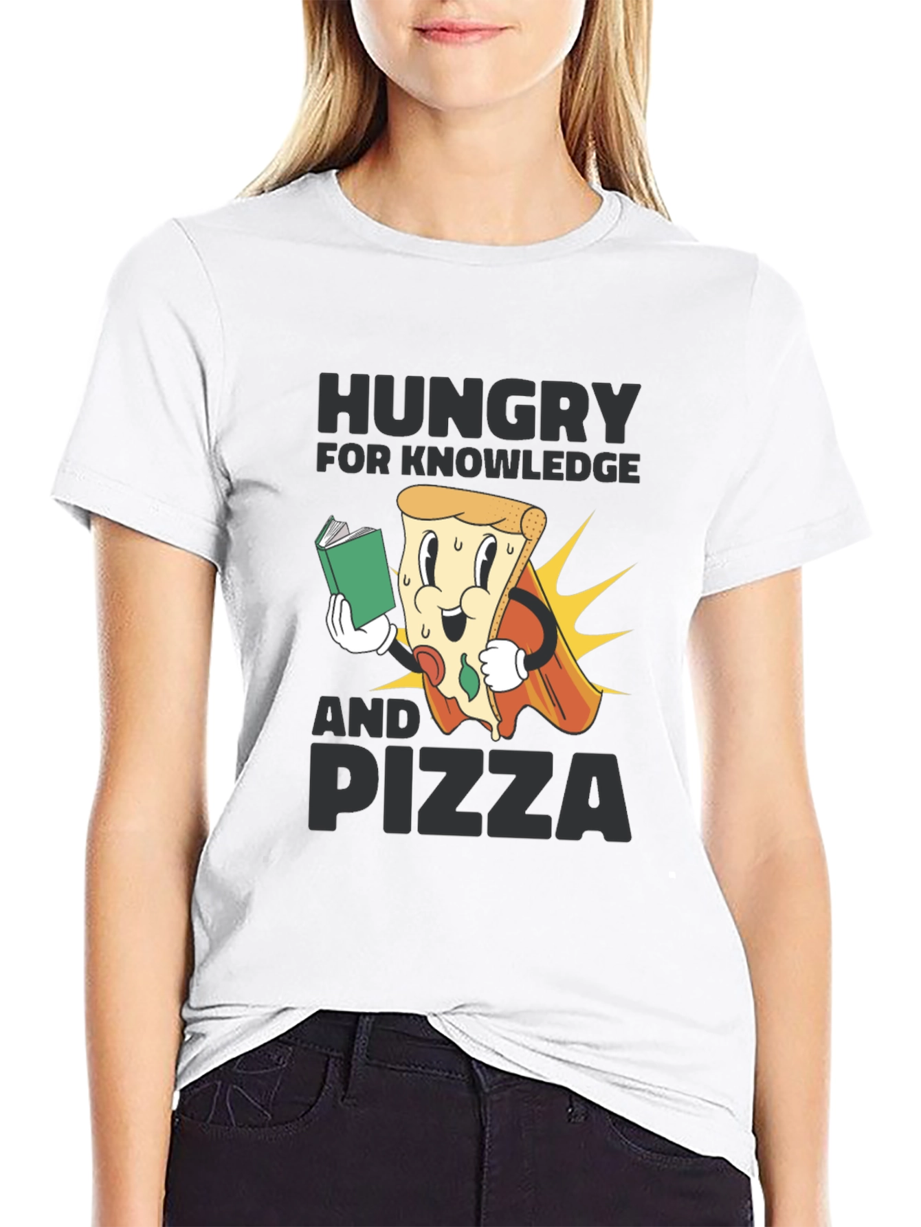 Hungry for Knowledge and Pizza Graphic Tee
