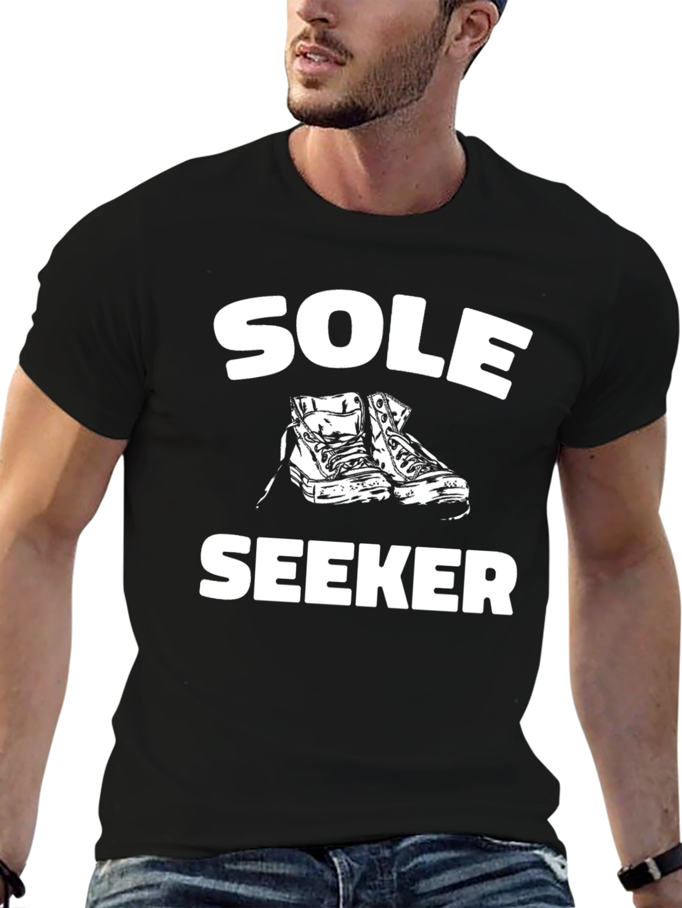 Sole Seeker Graphic Tee - Black Cotton Comfort