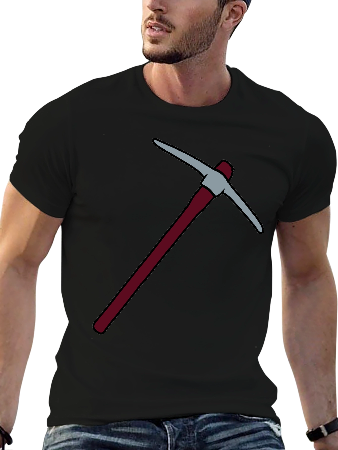 Pickaxe Graphic Tee - Black Cotton T-Shirt