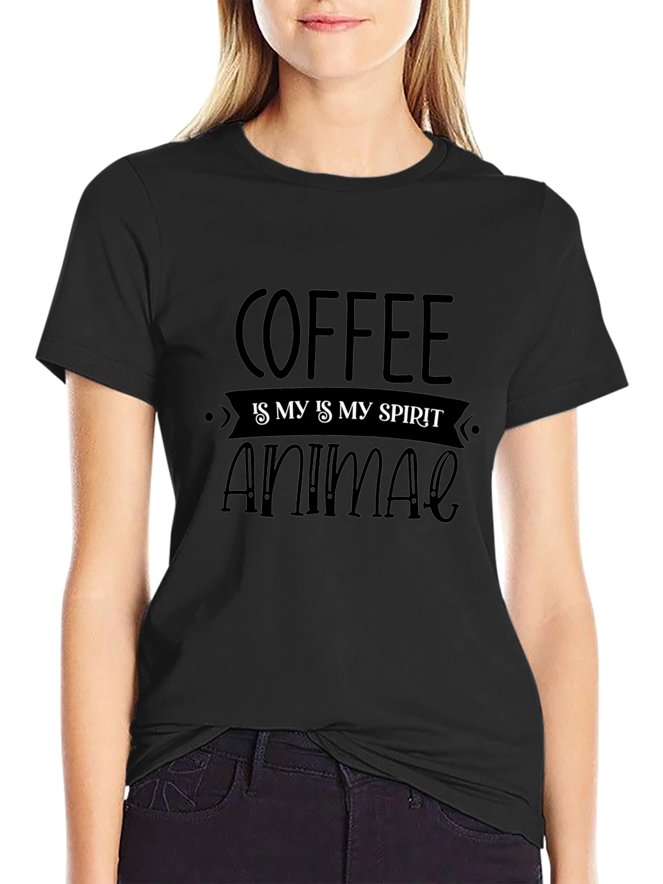 Coffee is My Spirit Animal Black T-Shirt