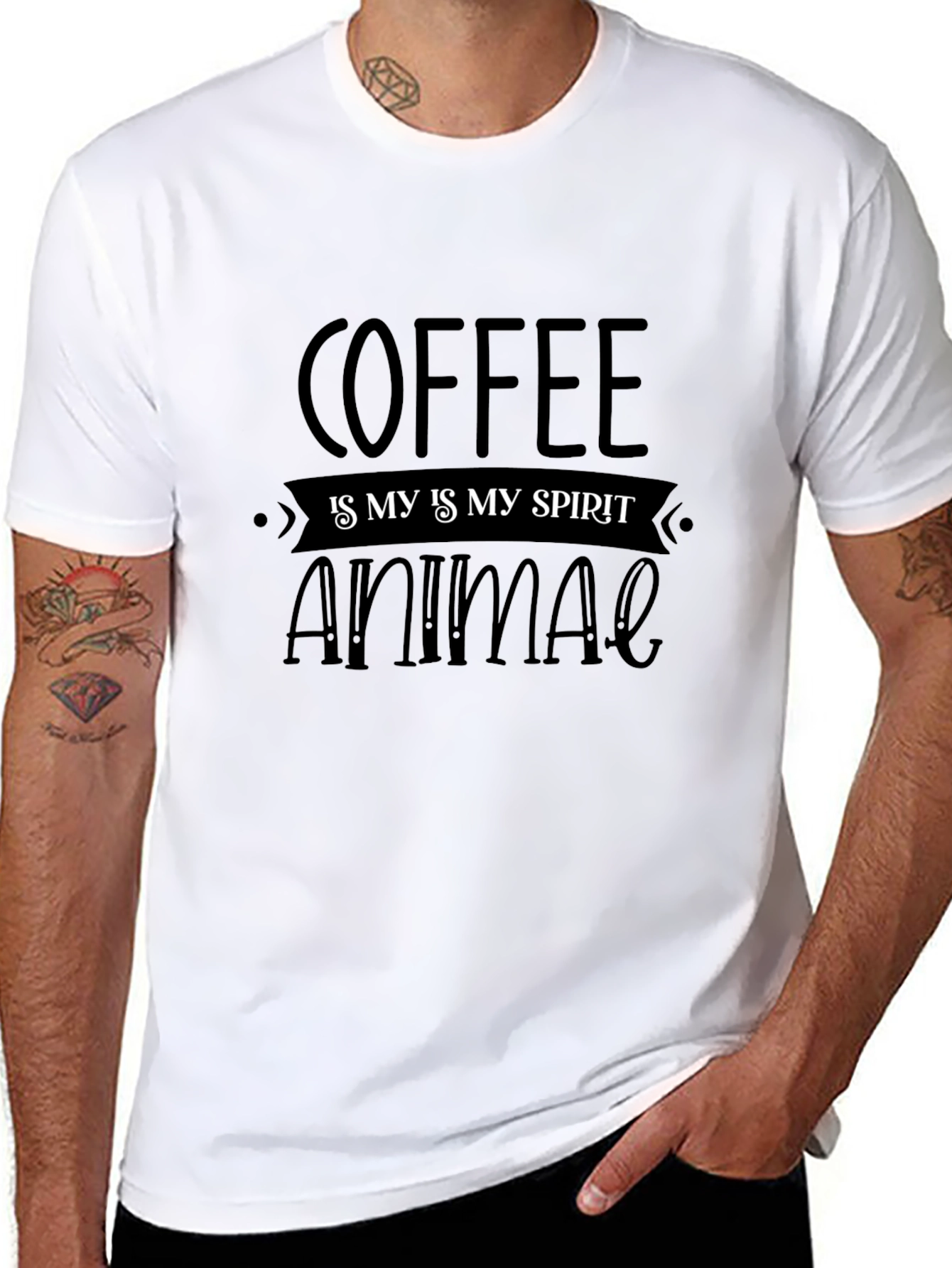 Coffee is My Spirit Animal Black T-Shirt