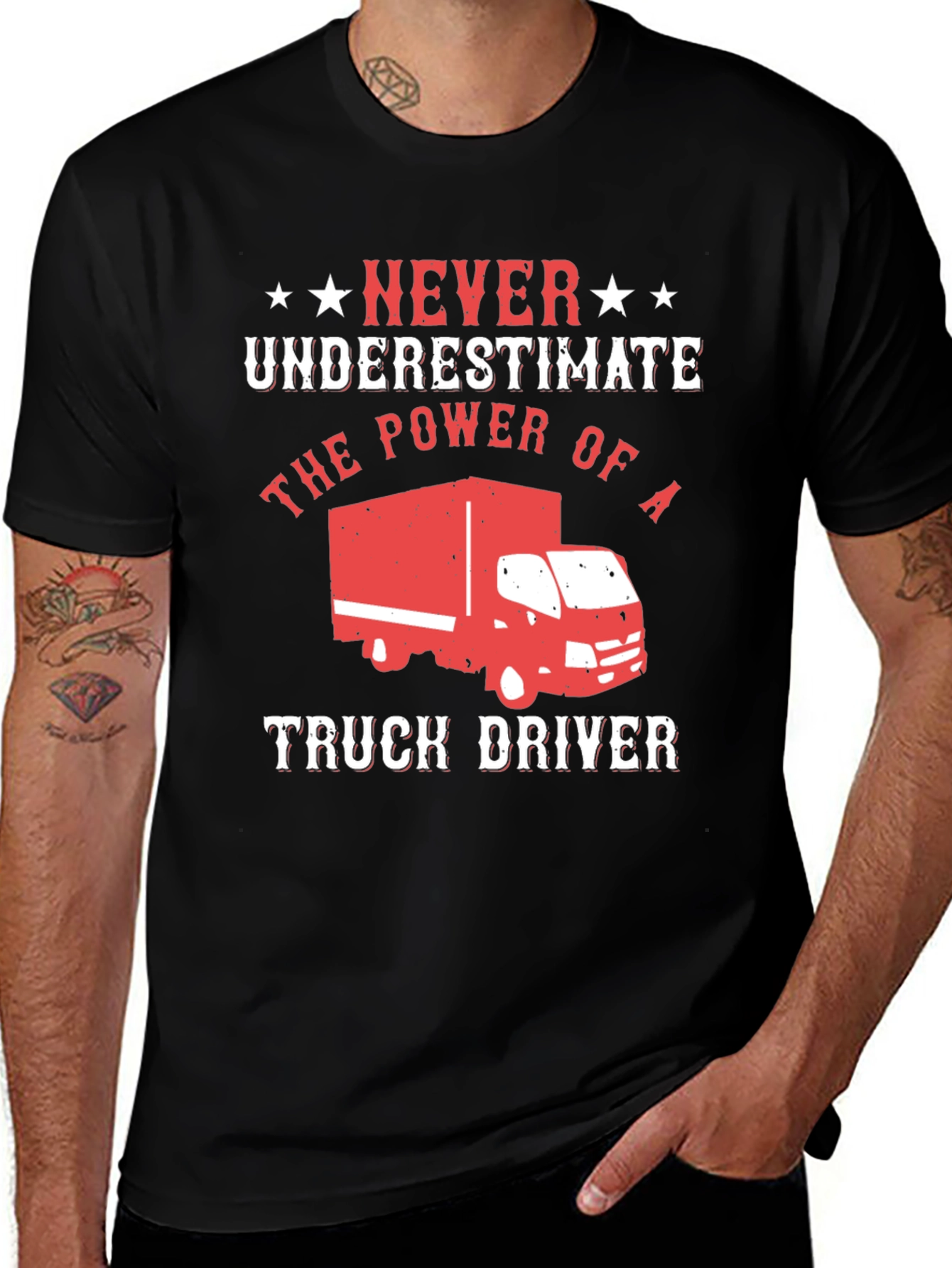 Never Underestimate Truck Driver Black T-Shirt
