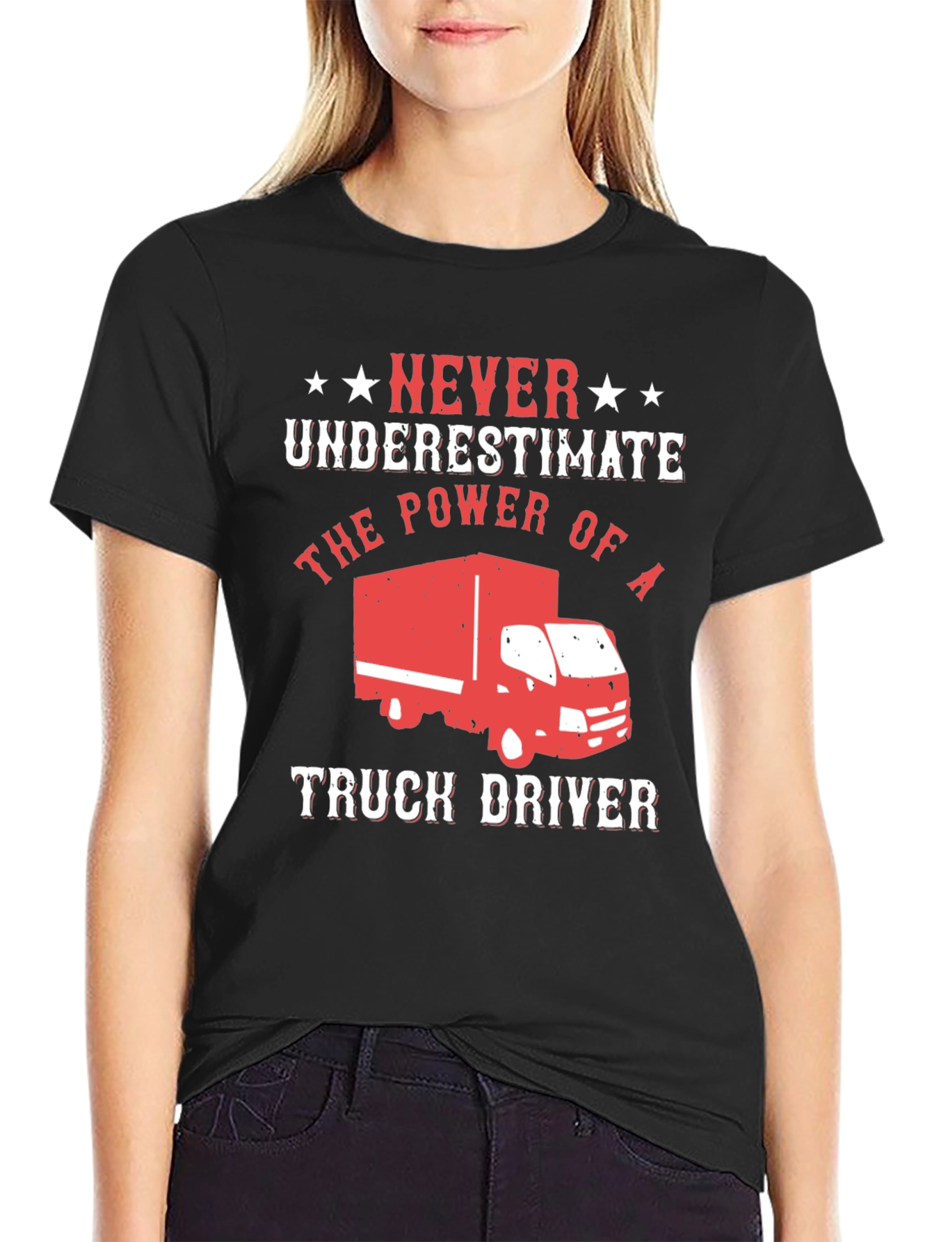 Never Underestimate Truck Driver Black T-Shirt