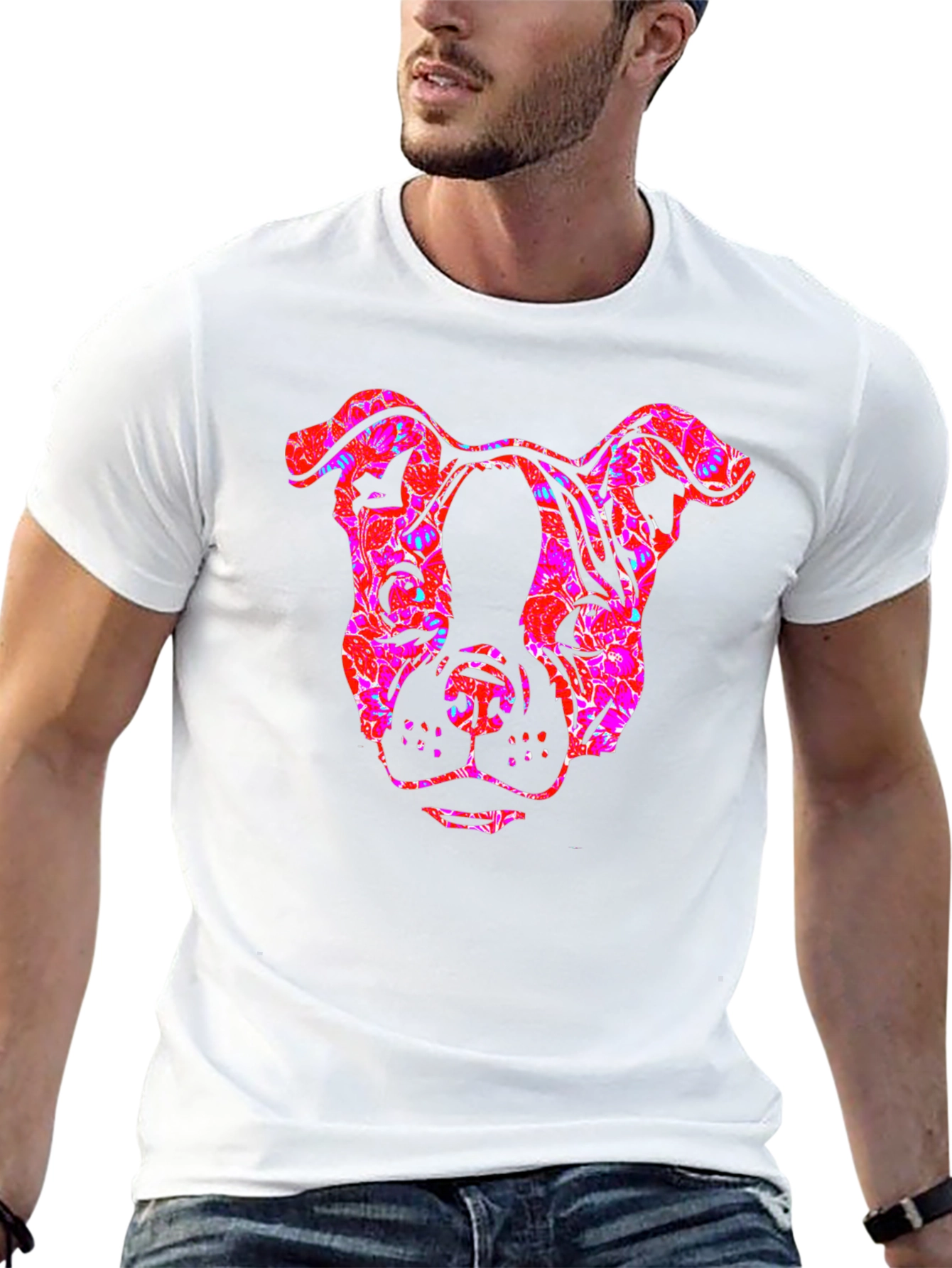 Cool Graphic Dog Head T-Shirt