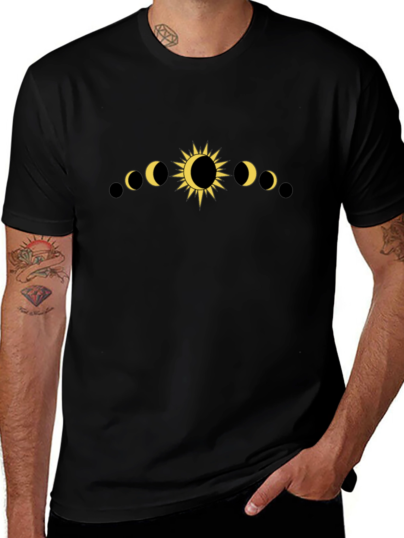 Phases of the Moon Graphic Tee - Black