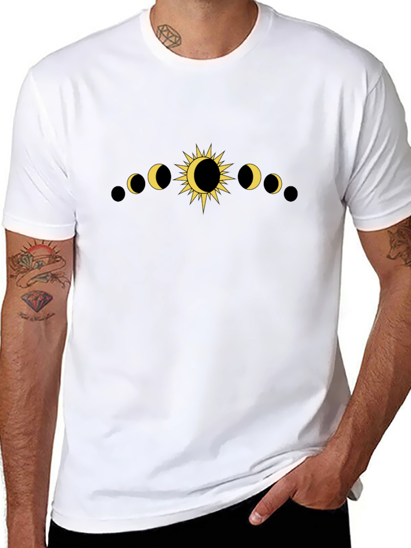 Phases of the Moon Graphic Tee - Black