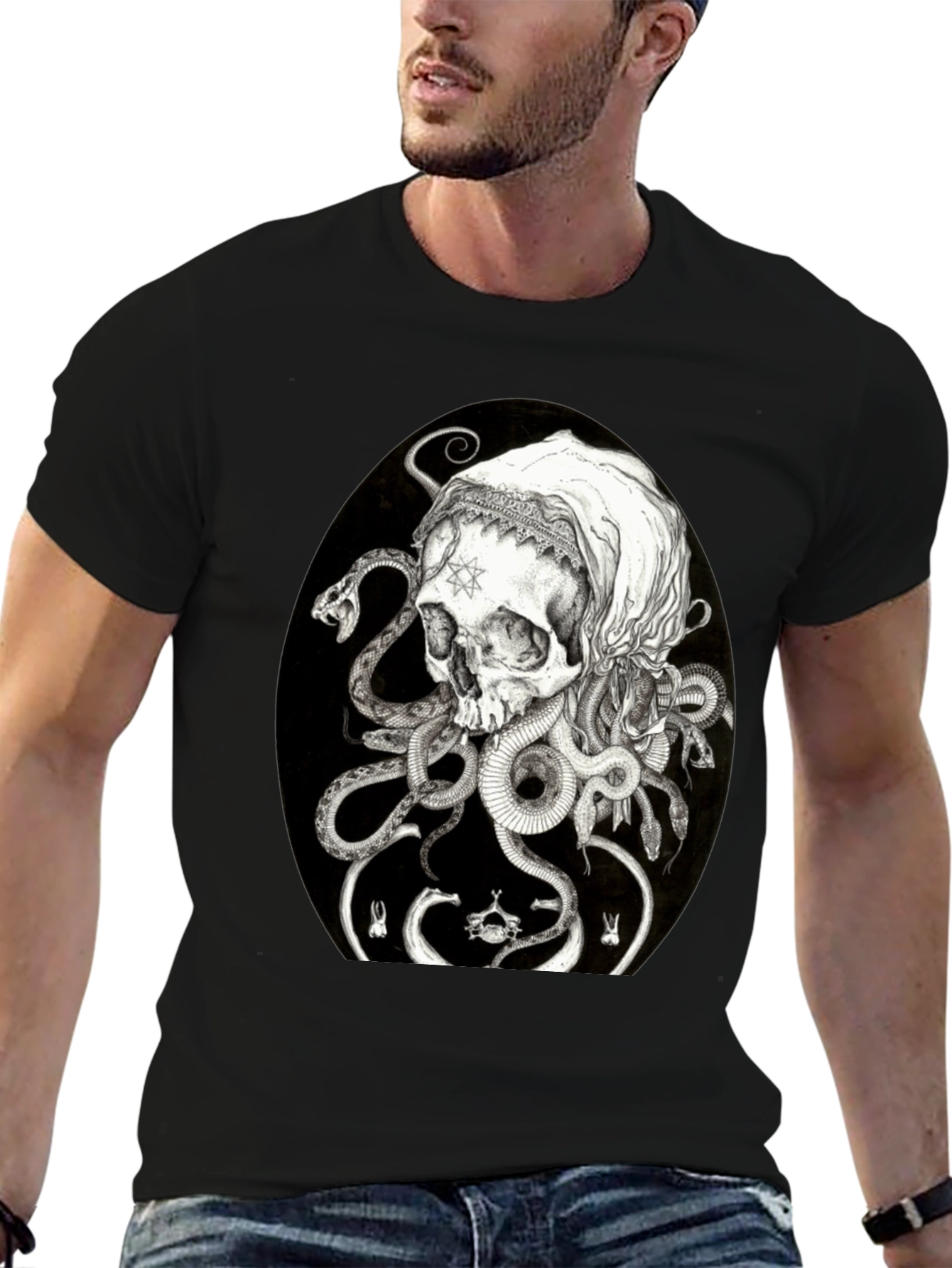 Skull & Serpent Graphic T-Shirt - Edgy Streetwear