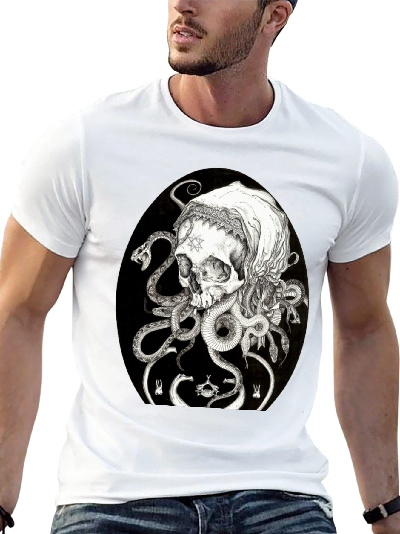 Skull & Serpent Graphic T-Shirt - Edgy Streetwear