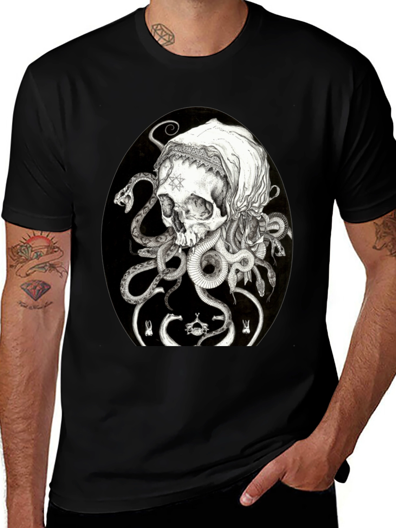 Skull & Serpent Graphic T-Shirt - Edgy Streetwear