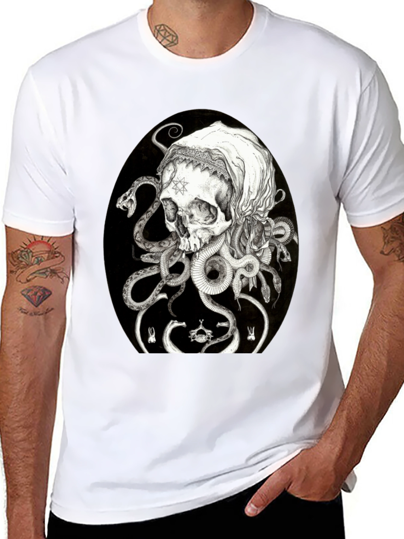Skull & Serpent Graphic T-Shirt - Edgy Streetwear