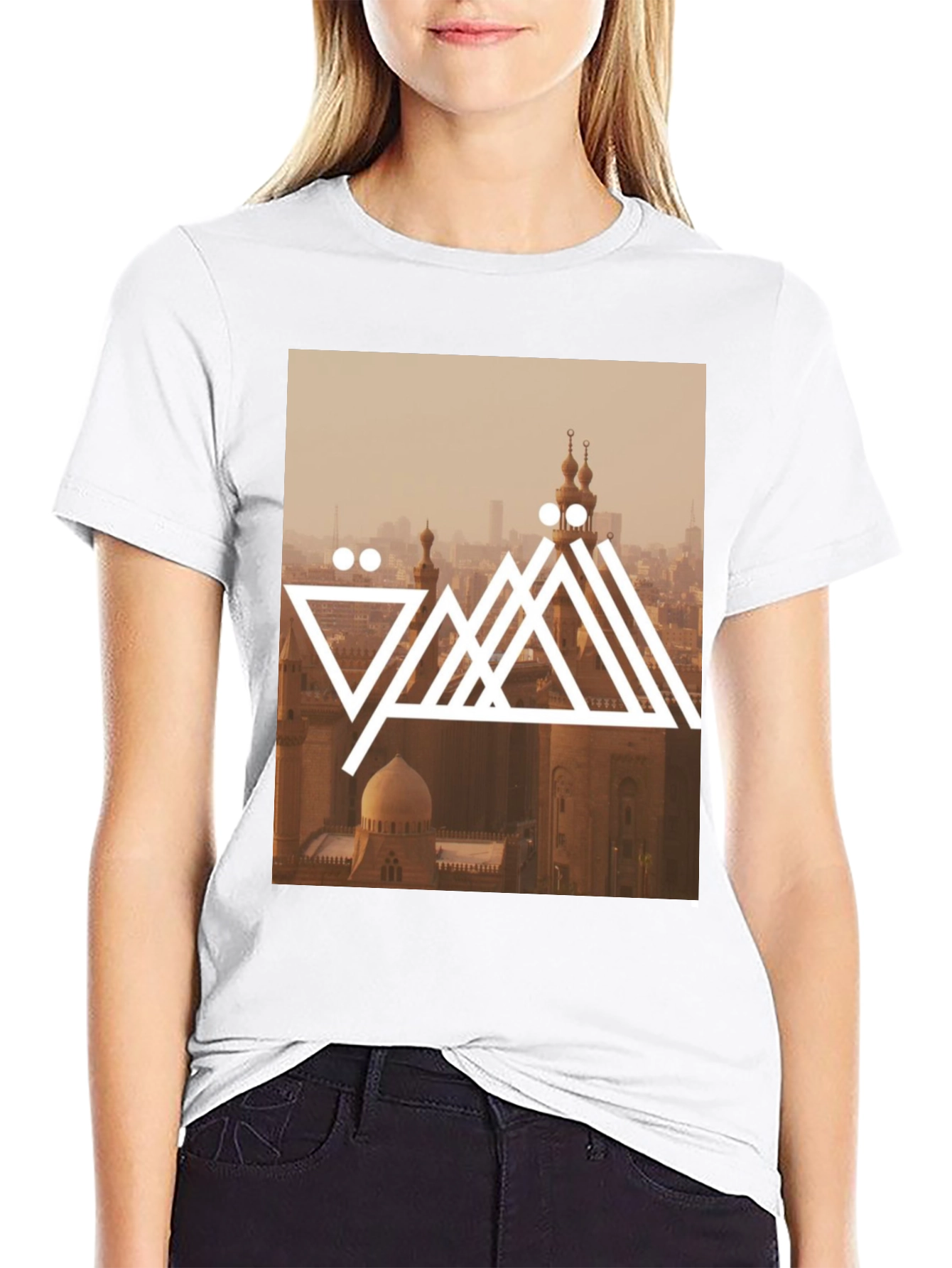 Cairo Skyline Graphic Tee - Trendy Black T-Shirt