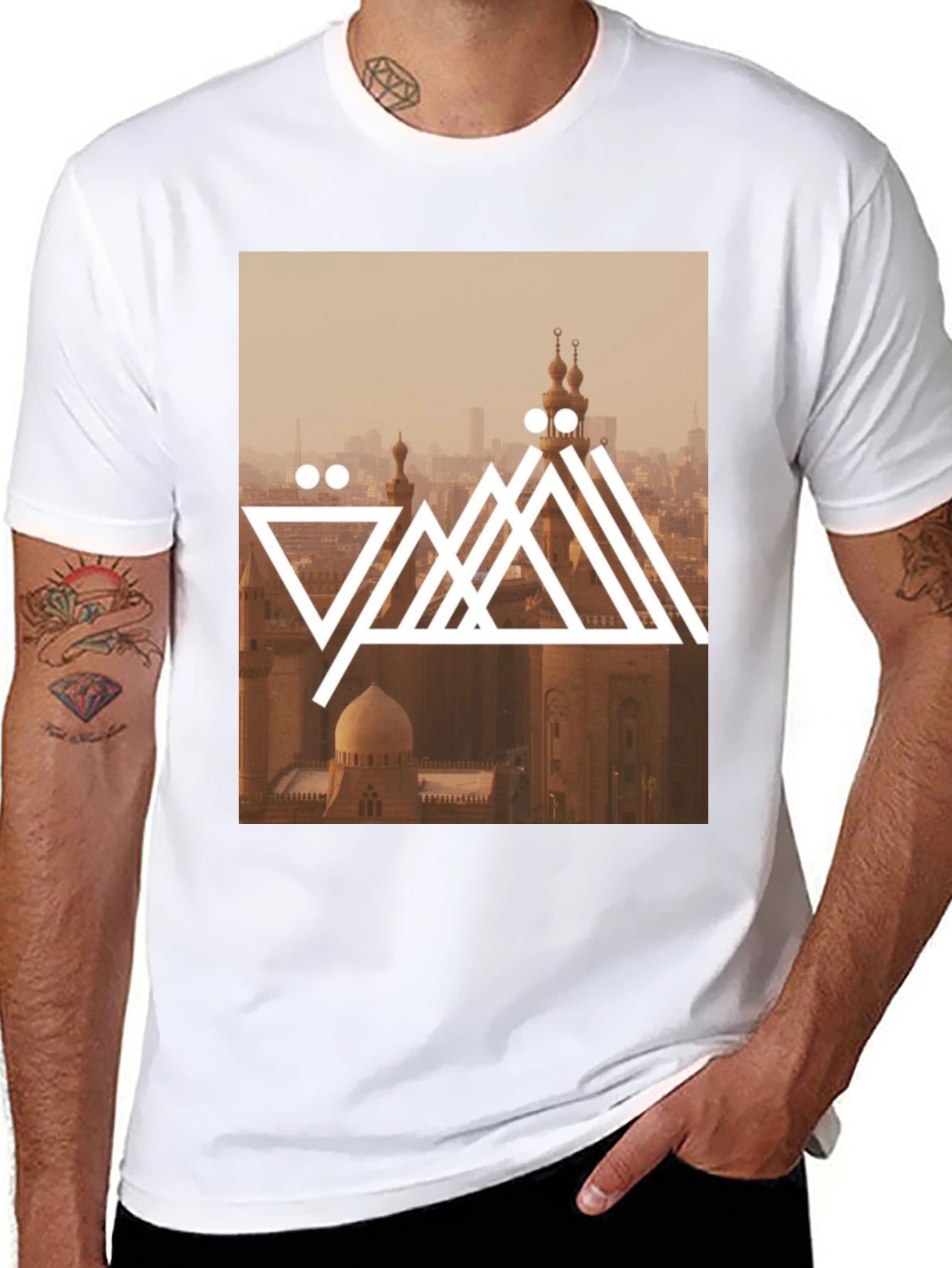 Cairo Skyline Graphic Tee - Trendy Black T-Shirt