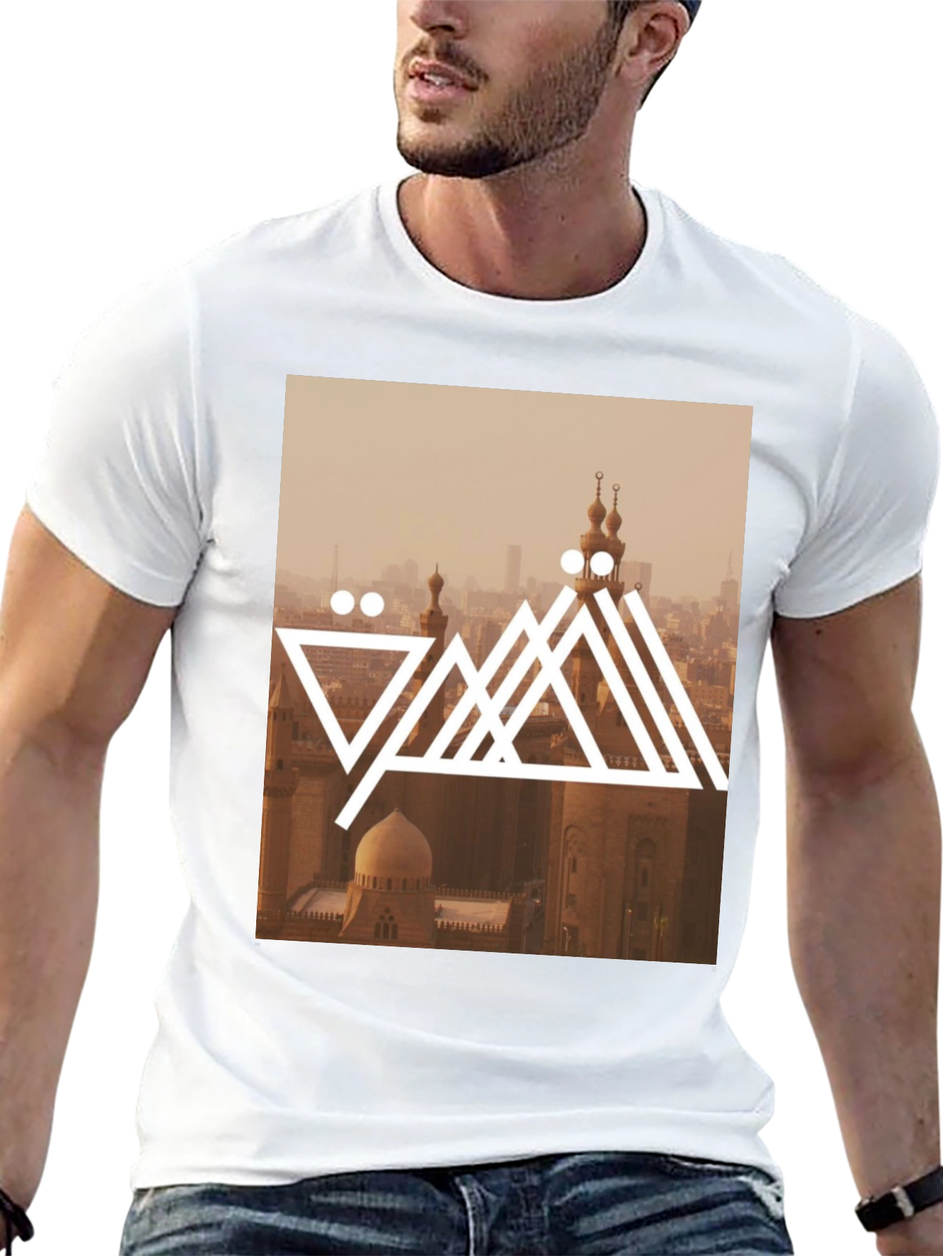 Cairo Skyline Graphic Tee - Trendy Black T-Shirt