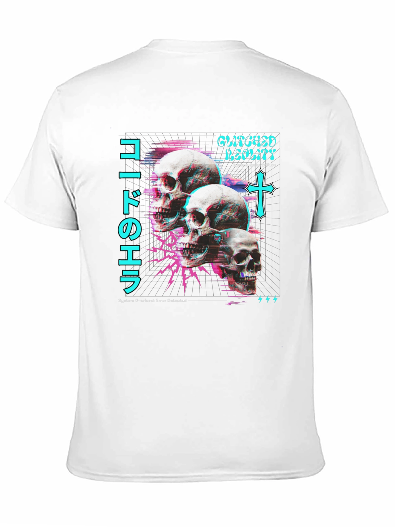 Glitch Reality Skull T-Shirt - Cyberpunk Aesthetic