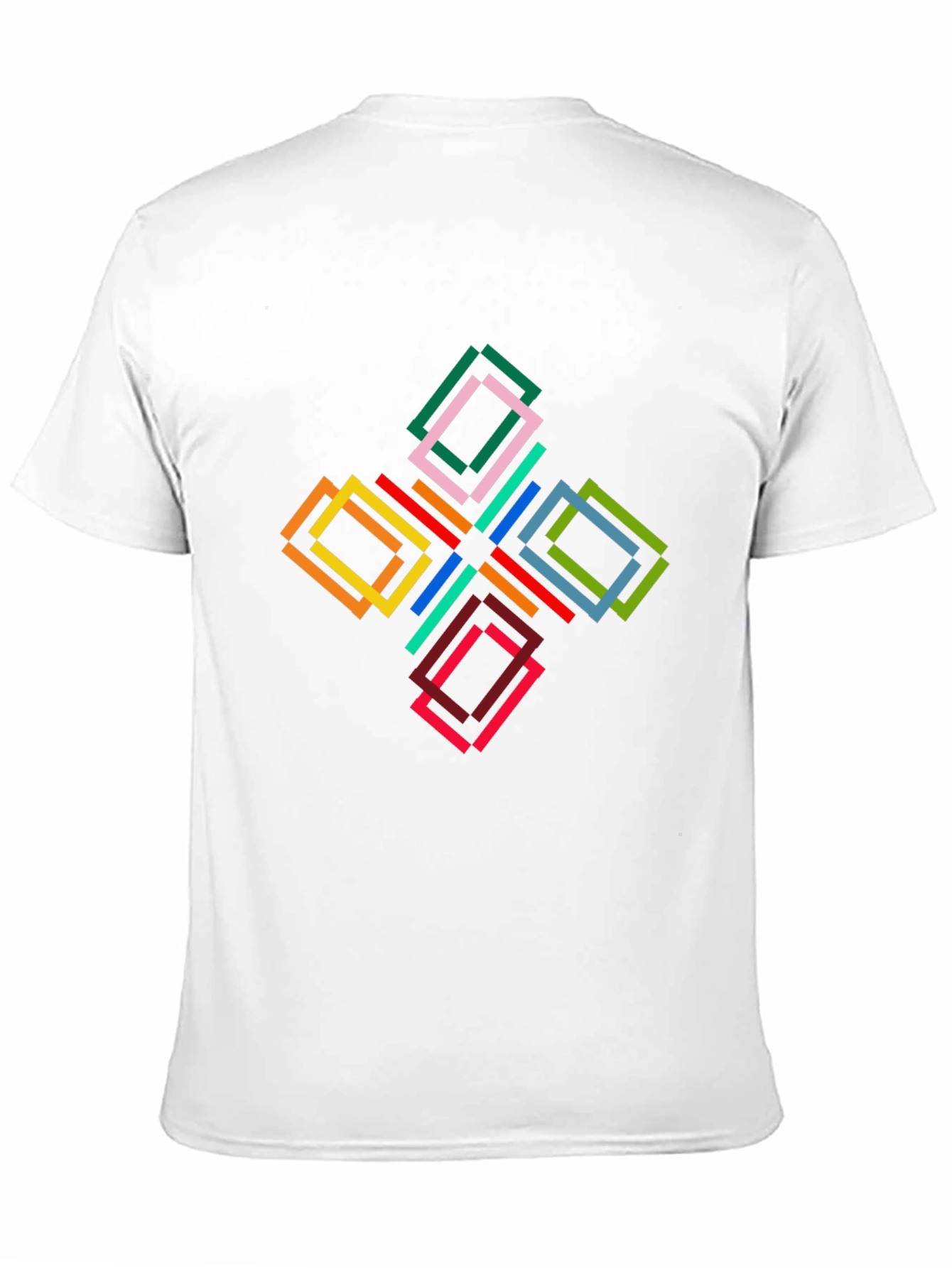 Geometric Square Pattern Black T-Shirt