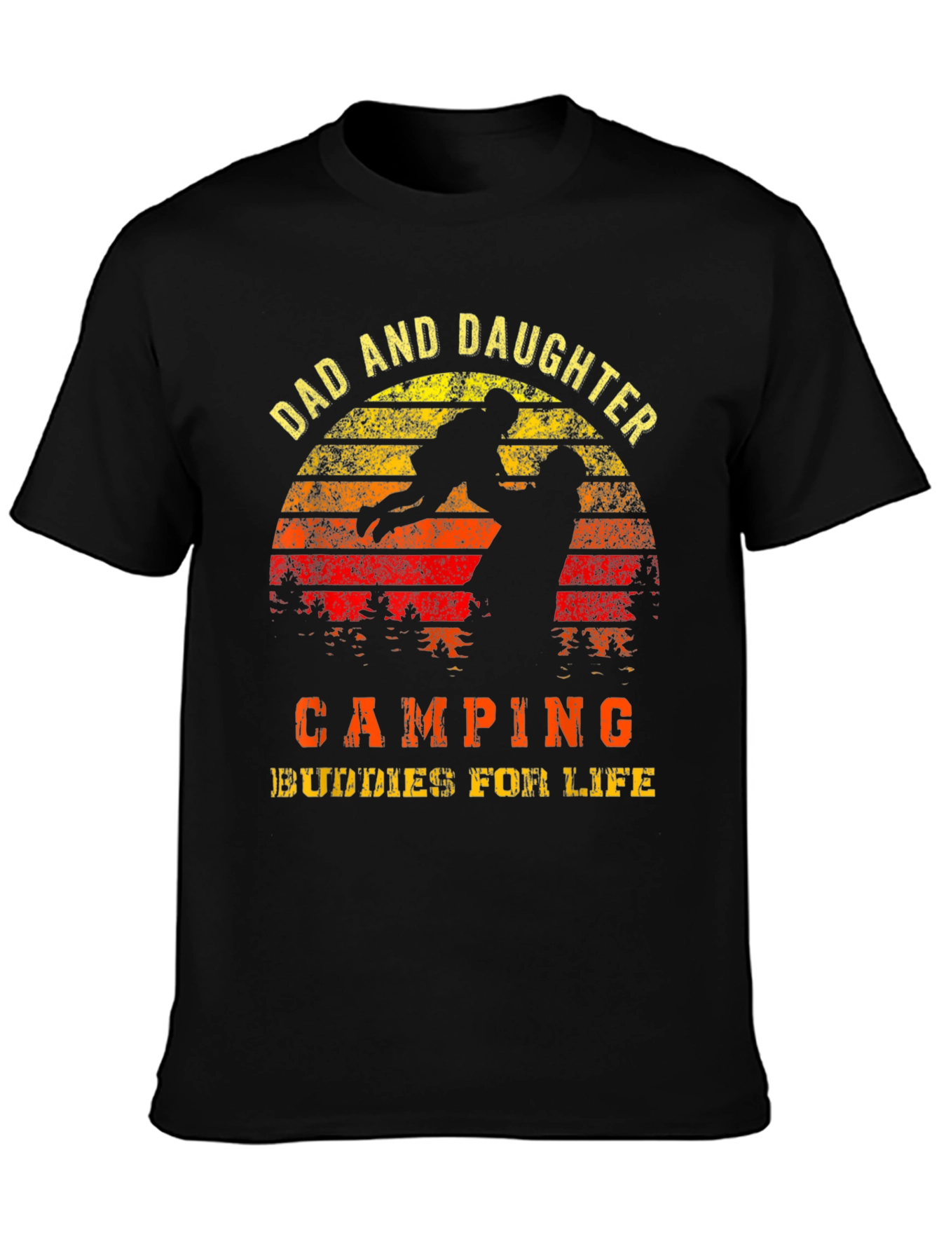 Dad and Daughter Camping Buddies Black T-Shirt