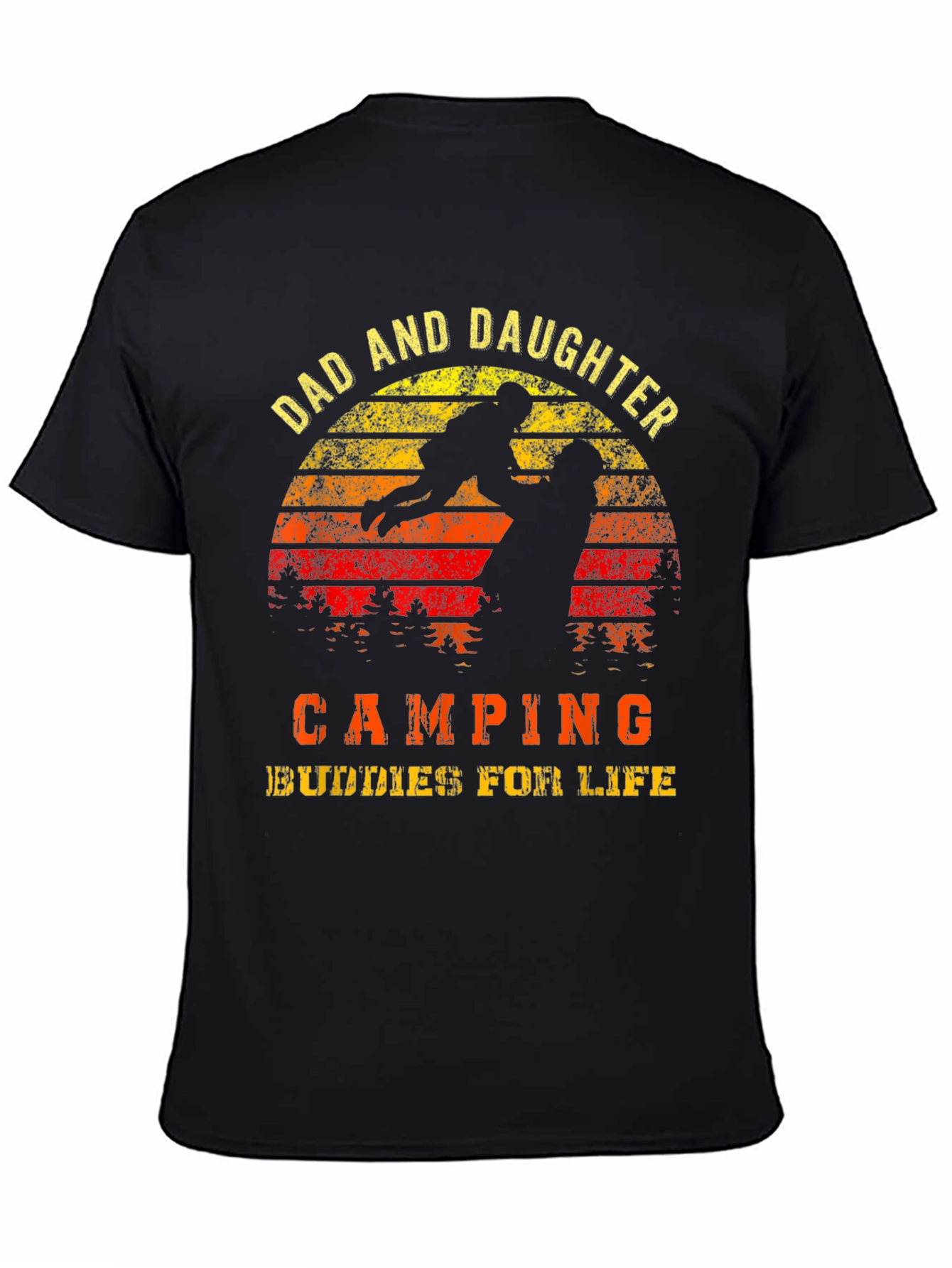 Dad and Daughter Camping Buddies Black T-Shirt