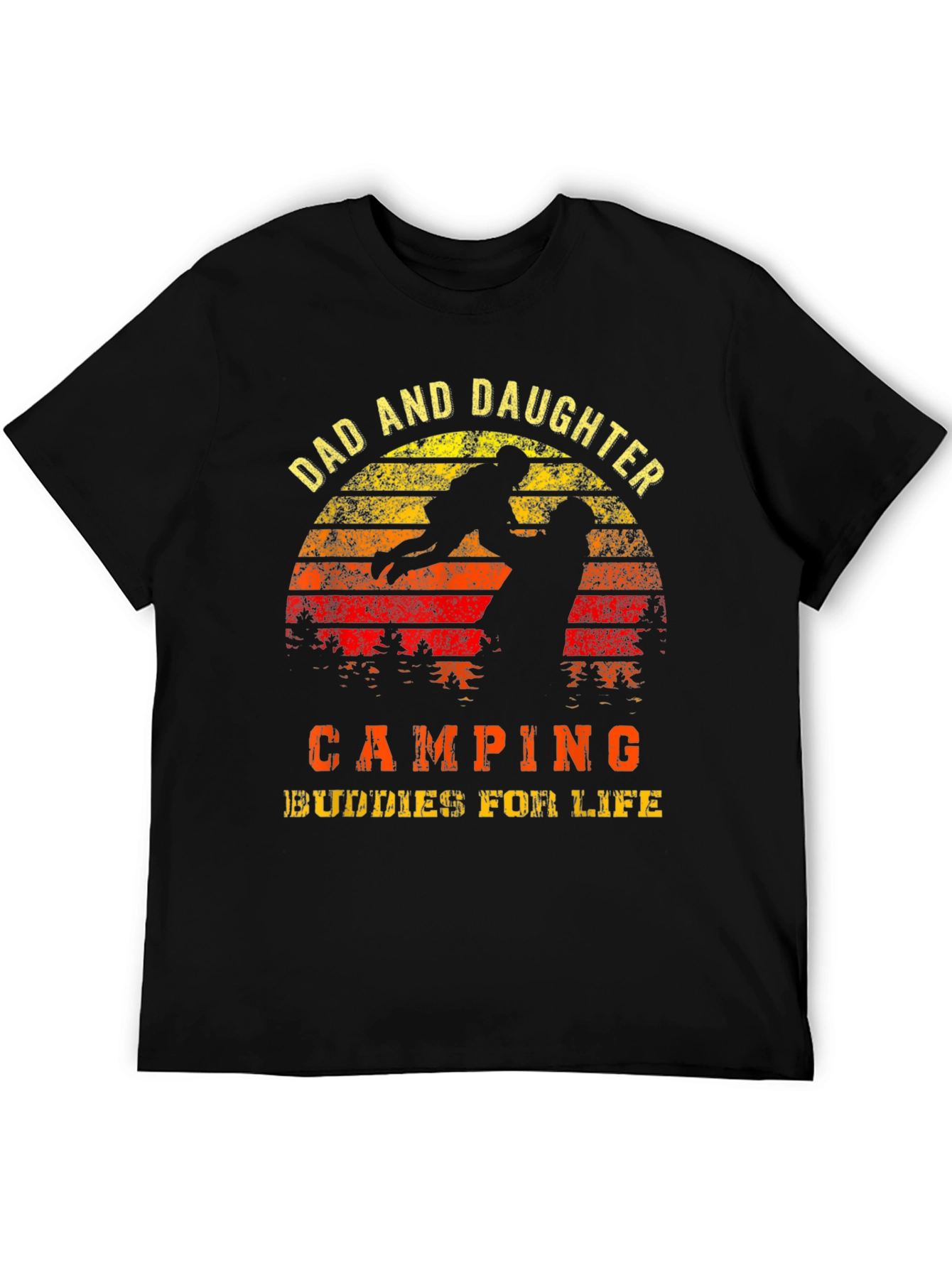 Dad and Daughter Camping Buddies Black T-Shirt